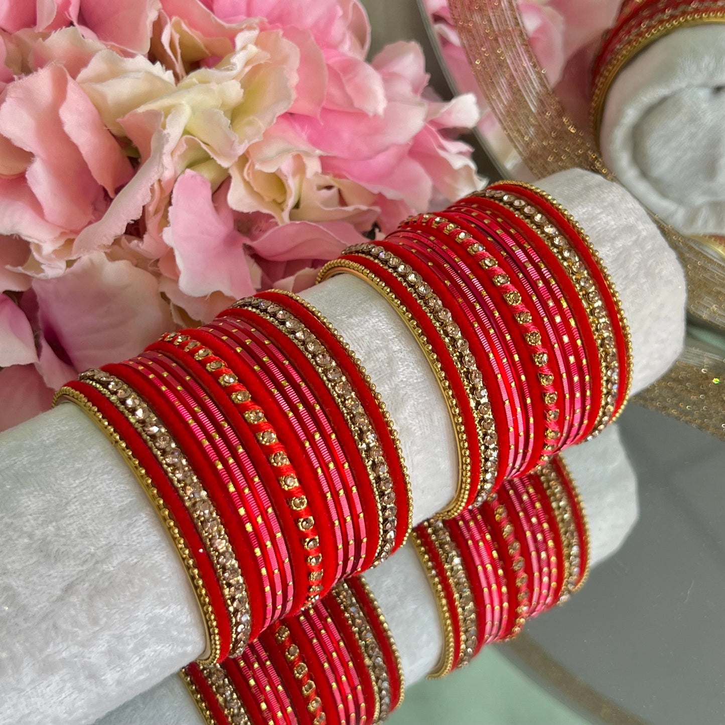 Bangle Roll Build Your Bangle Set - Red Velvet Bangle Collectio/Indian/ Pakistani/Jewelley/ Fashion Bracelet/Block of Bangles/Gift for women