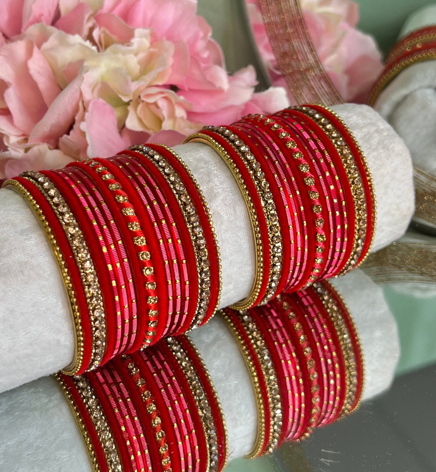 Bangle Roll Build Your Bangle Set - Red Velvet Bangle Collectio/Indian/ Pakistani/Jewelley/ Fashion Bracelet/Block of Bangles/Gift for women