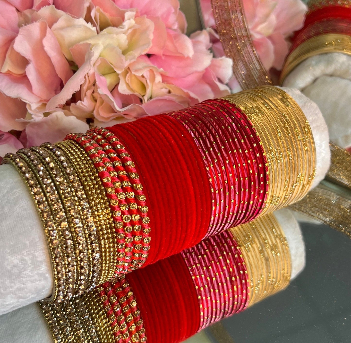 Bangle Roll Build Your Bangle Set - Red Velvet Bangle Collectio/Indian/ Pakistani/Jewelley/ Fashion Bracelet/Block of Bangles/Gift for women