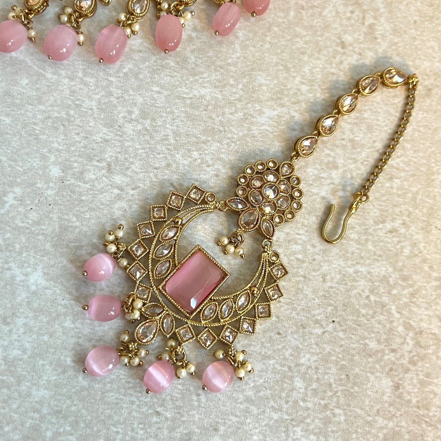 Pink Choker set Earring/ Tikka/ Tikli/ Indian/ Pakistani/Fashion Jewellery/ Gift for Women