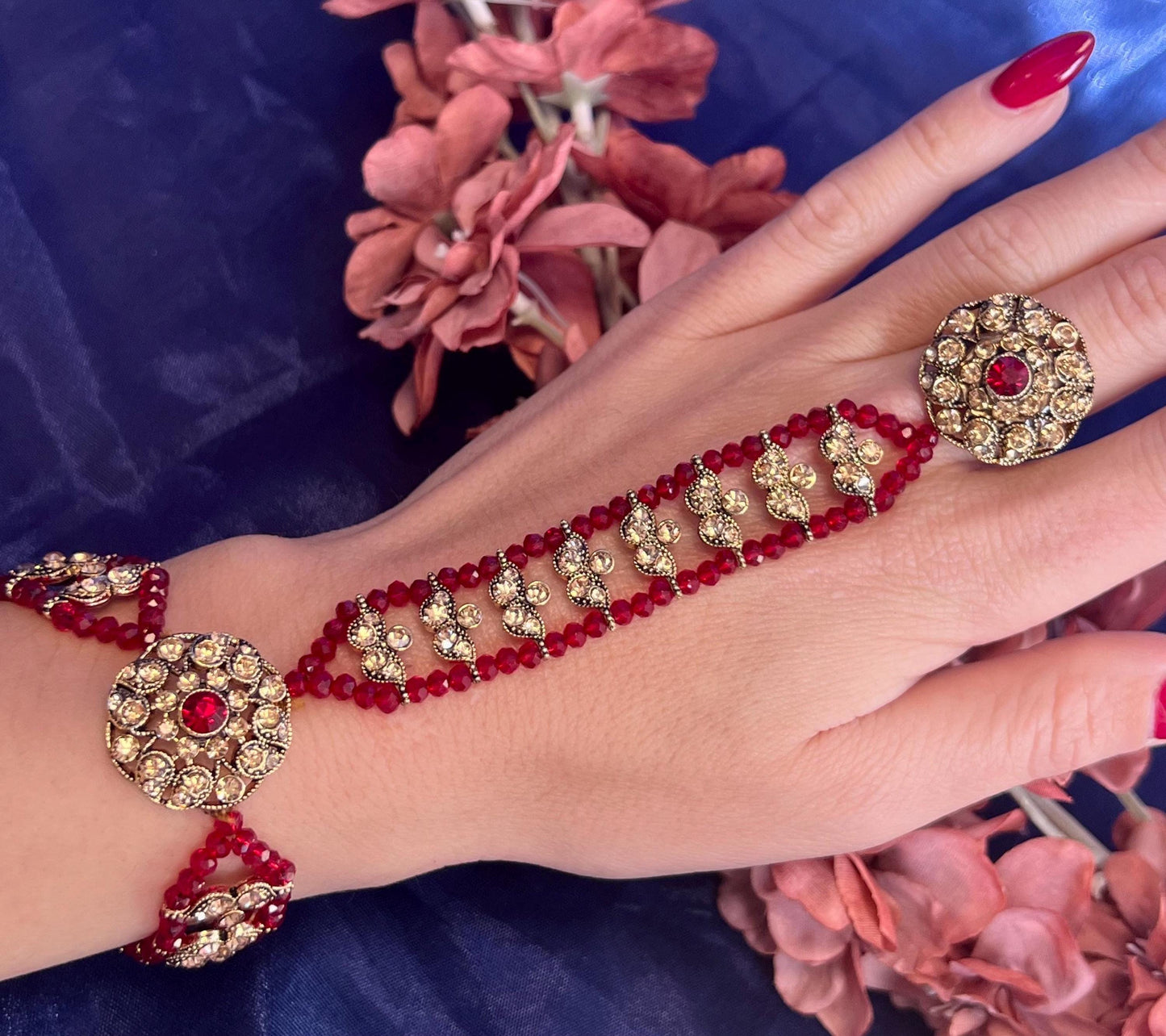 Maroon Hand Harness/Golden Hand Harness/Fashion Jewellery/Maroon Hathpool/Indian/Pakistani style /Haathphool/Hand Accessory