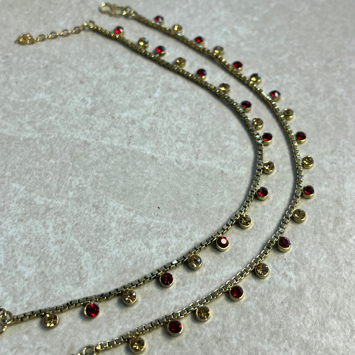 Anklets Maroon and Gold- Rhinestones/Indian/ Pakistani Style Jhanjra/ Foot Accessory/Valentines gifts