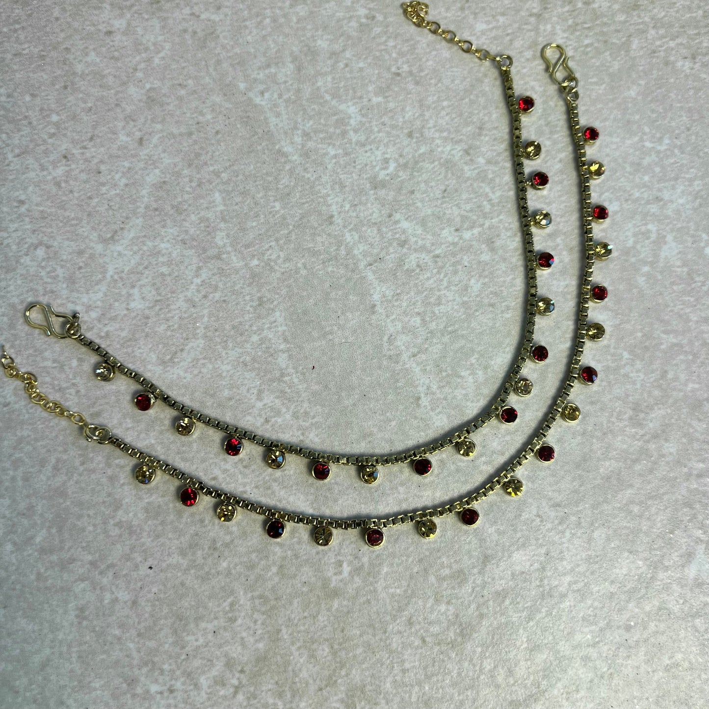 Anklets Maroon and Gold- Rhinestones/Indian/ Pakistani Style Jhanjra/ Foot Accessory/Valentines gifts