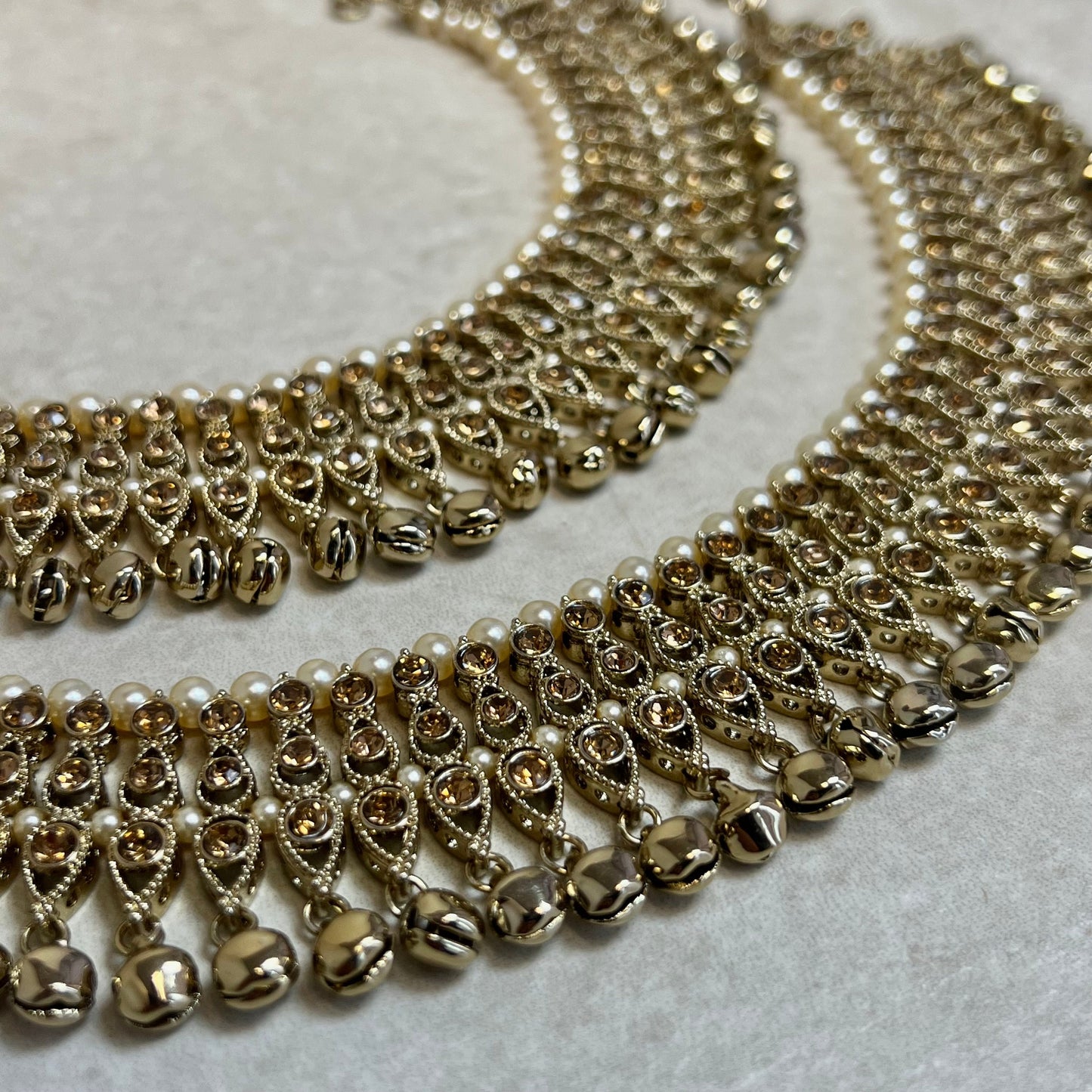 Anklets - Golden Rhinestone/Indian/ Pakistani Style Jhanjra/ Foot Accessory