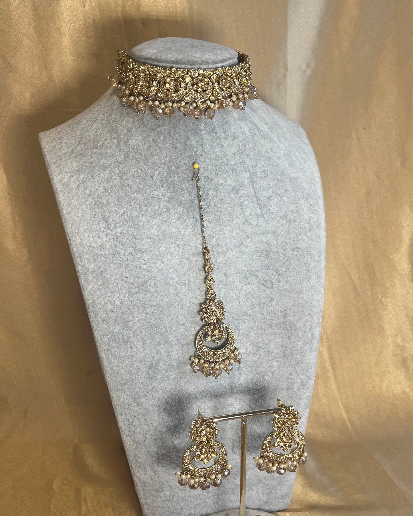 Antique Gold/Champagne Choker Set/ Unique Style/Champagne Choker/ Indian Jewellery/ Pakistani/Fashion Jewellery/ Gift for Women