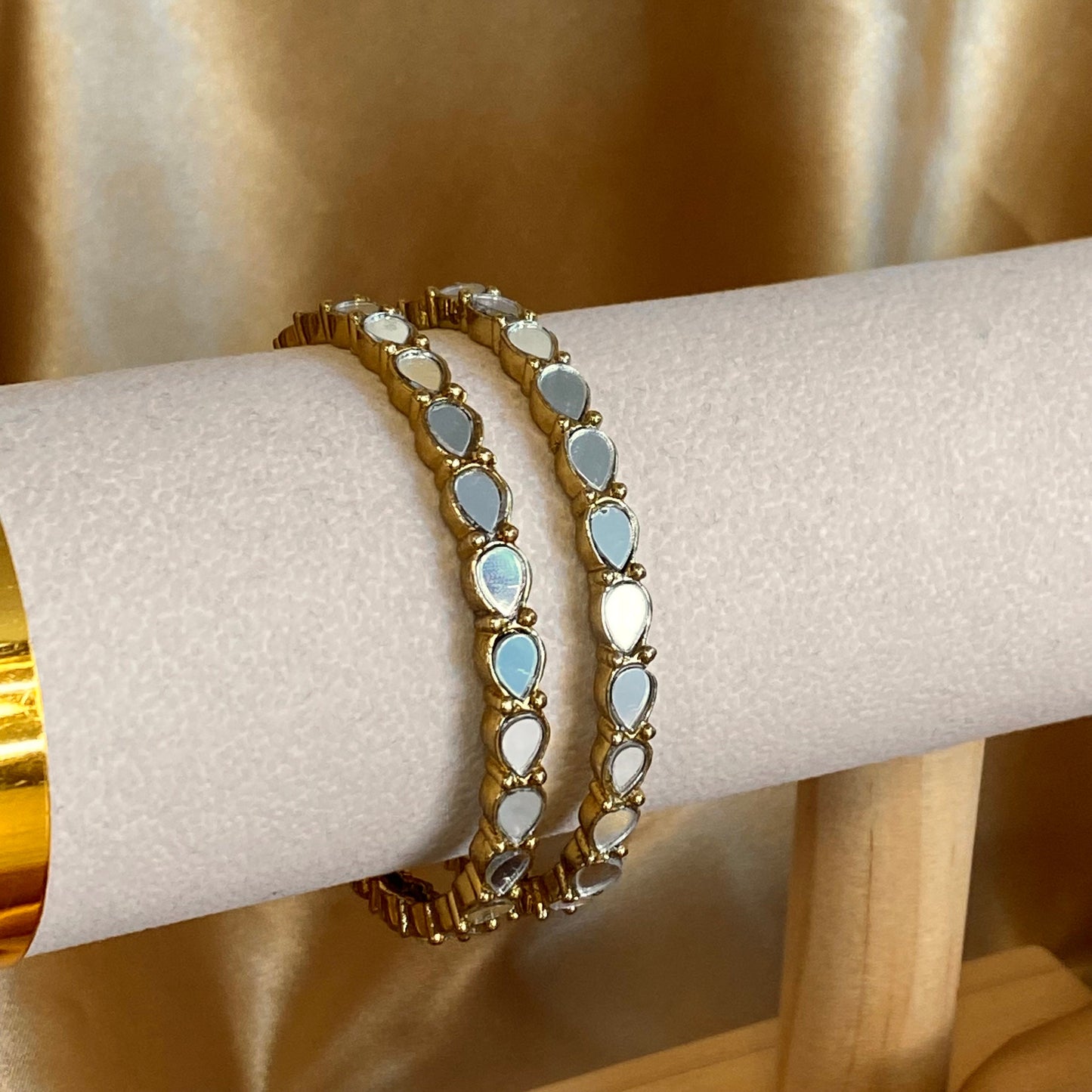 2.2 Gold Mirror Bangle- Set of 2/Indian/ Pakistani/Jewelley/ Fashion Bracelet/ Extra Small