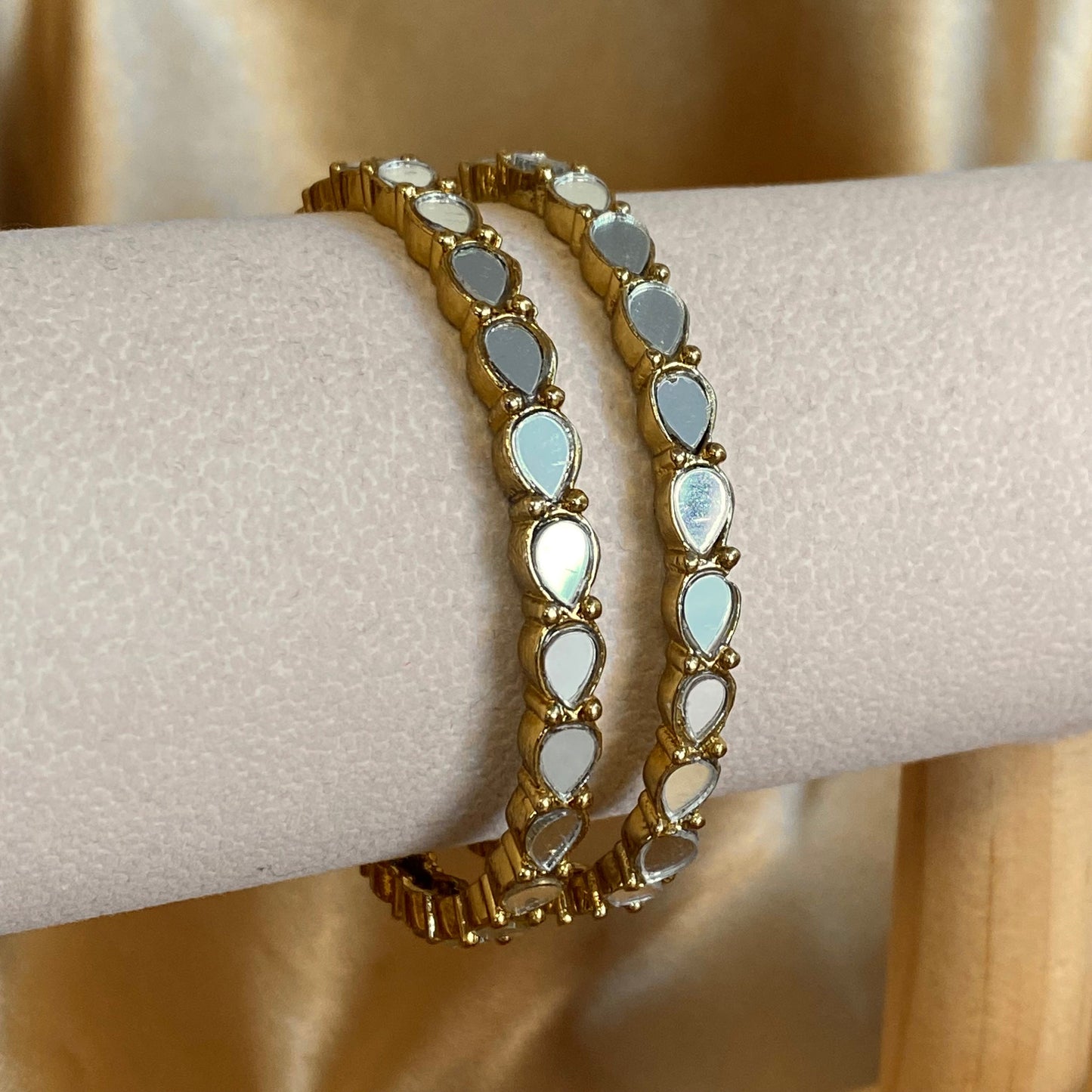 2.2 Gold Mirror Bangle- Set of 2/Indian/ Pakistani/Jewelley/ Fashion Bracelet/ Extra Small