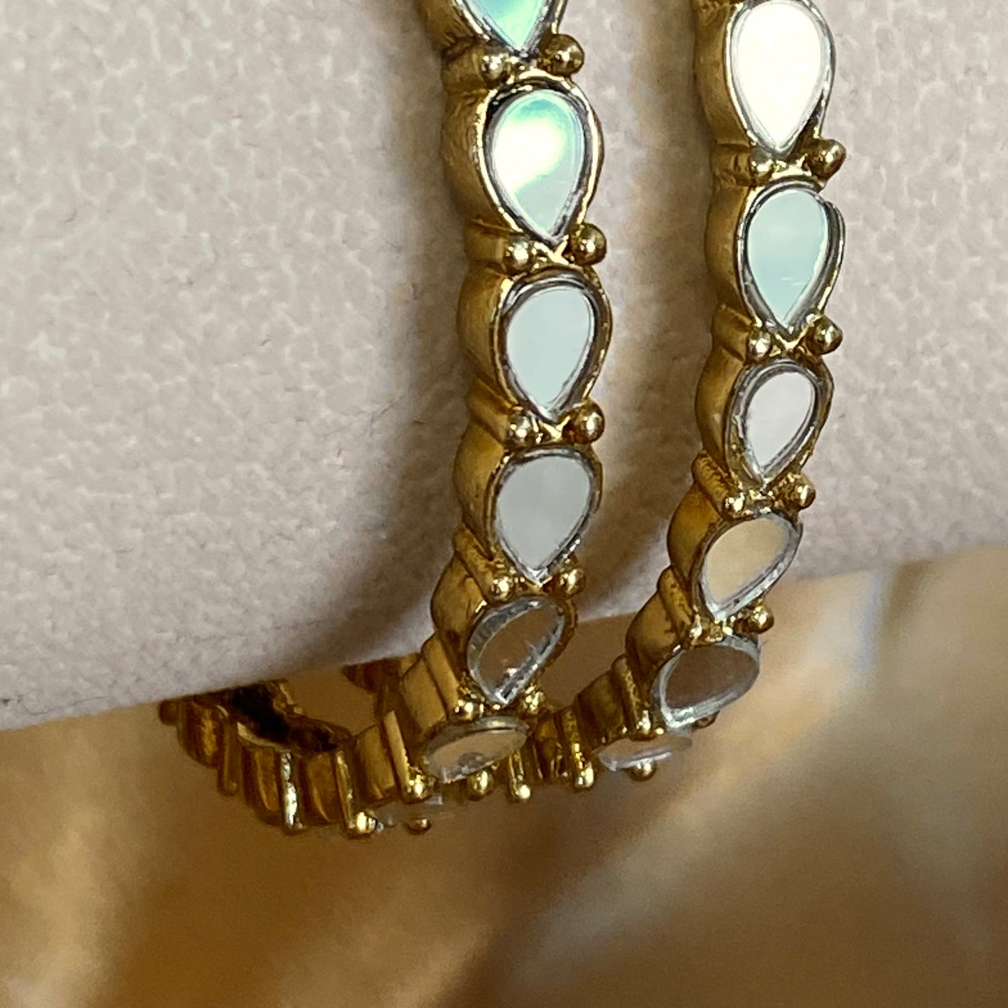 2.2 Gold Mirror Bangle- Set of 2/Indian/ Pakistani/Jewelley/ Fashion Bracelet/ Extra Small