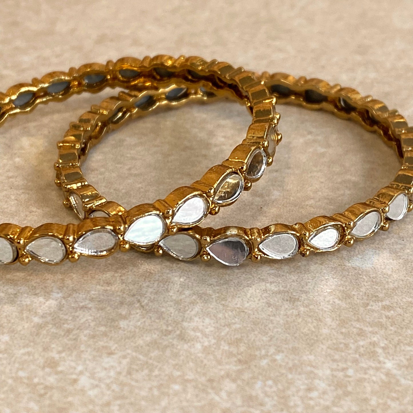 2.2 Gold Mirror Bangle- Set of 2/Indian/ Pakistani/Jewelley/ Fashion Bracelet/ Extra Small