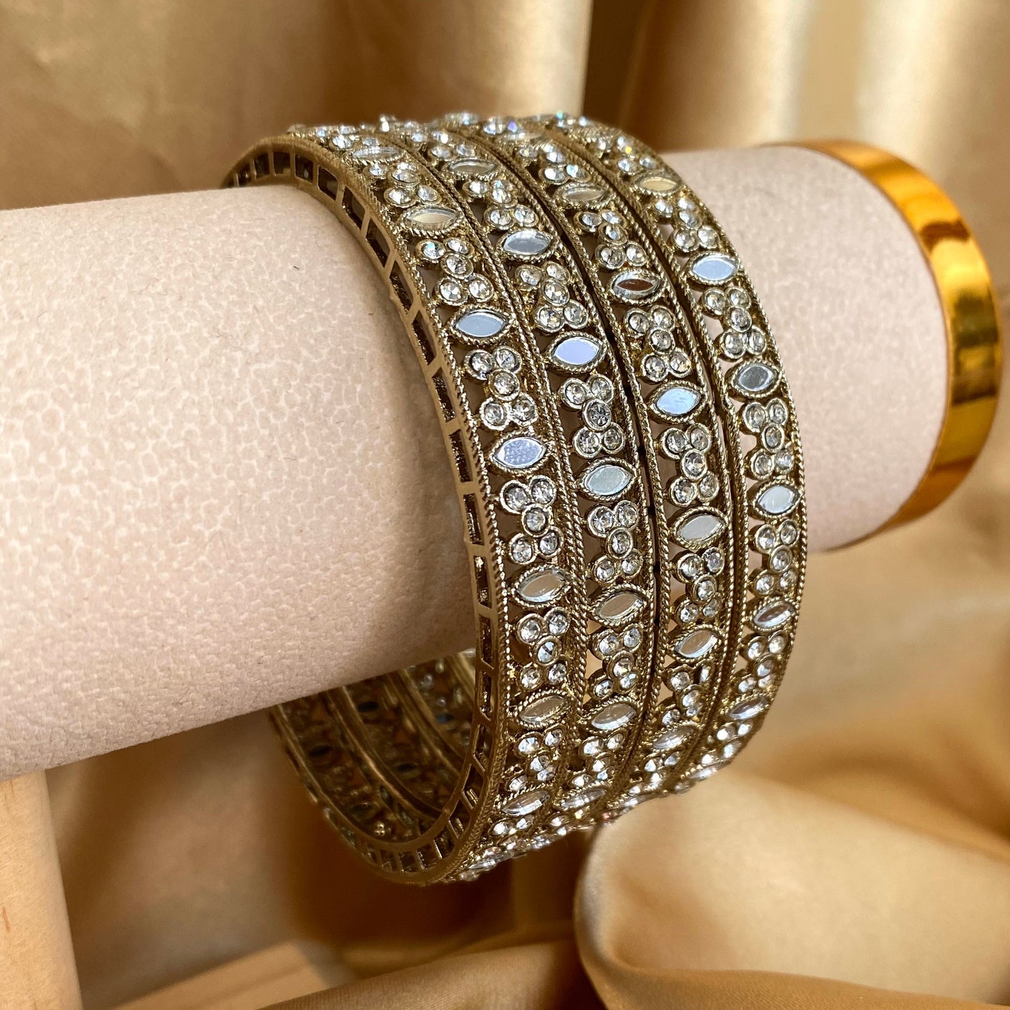 Light Gold Mirror Bangle X 4/Indian/ Pakistani/Jewelley/ Fashion Bracelet (Slighty Imperfect)