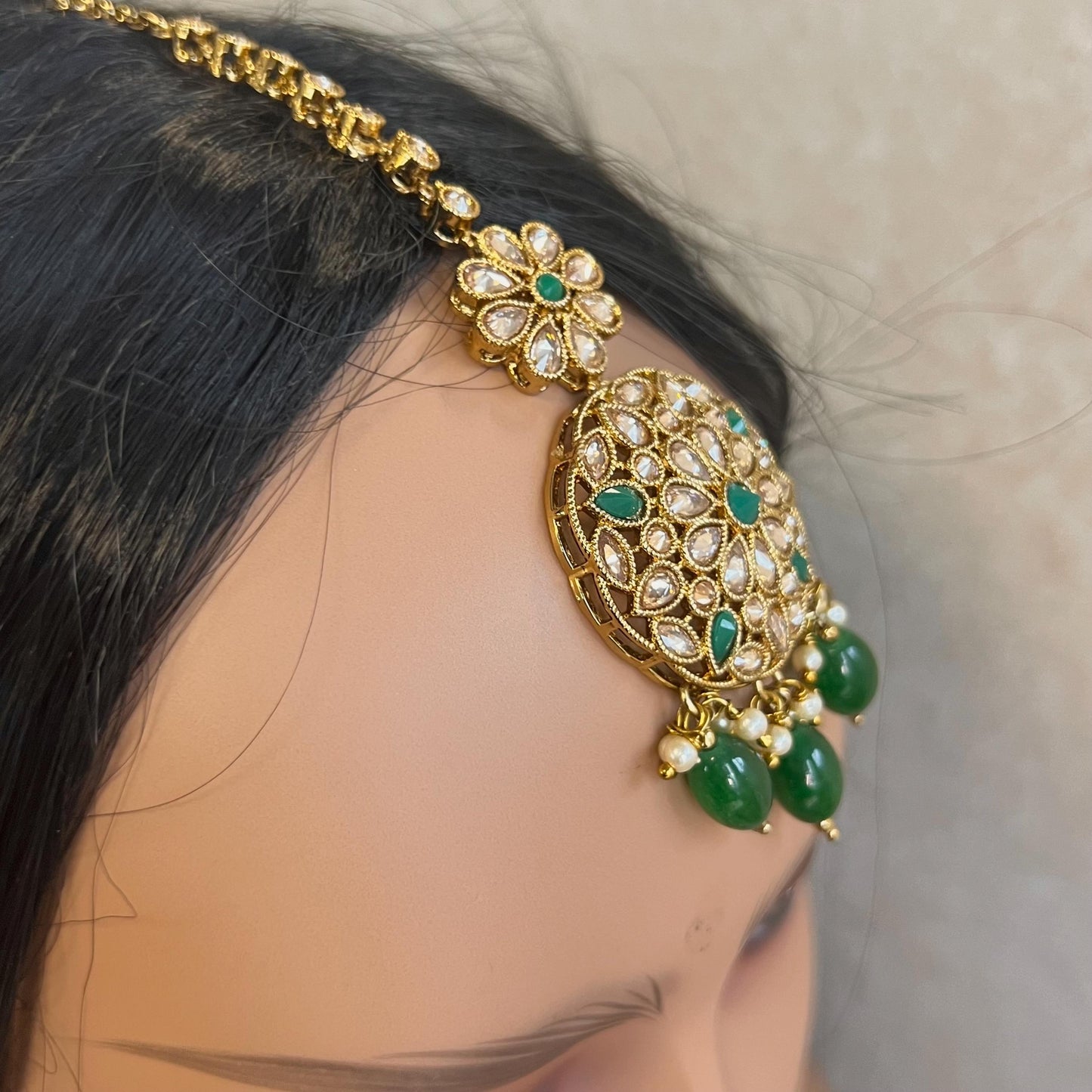 Circle Crystal Tikka - Antique Gold /Champagne Zircon Crystal /Mix Colour/ Tikli/ Indian/ Pakistani Fashion Jewellery/ Maang Tikkas/