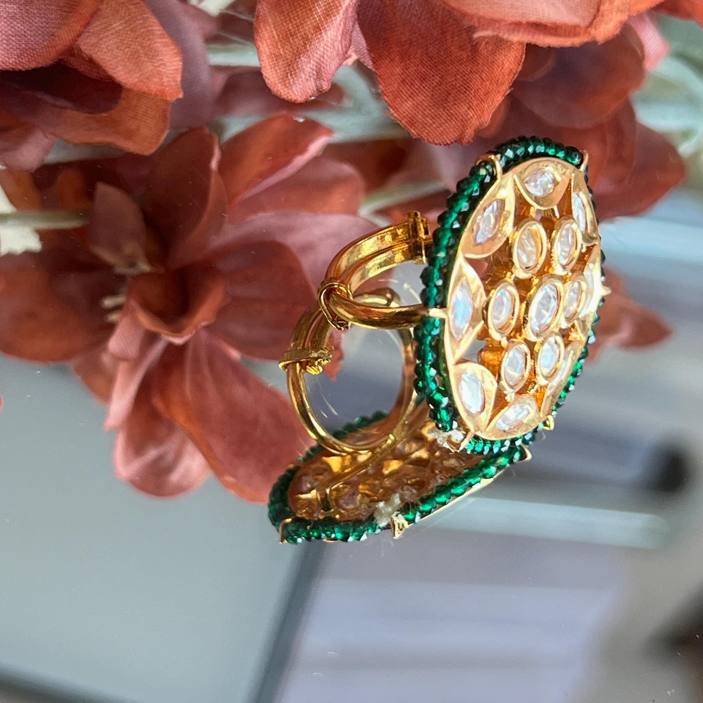 Green Indian Ring/ Fashion Jewellery/ Gift for Women/Indian/Pakistani style