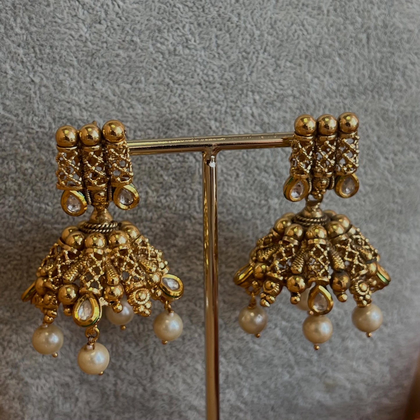 Temple Style Necklace Set Jhumka Earrings/ Indian/ Pakistani/Fashion Jewellery/ Gift for Women