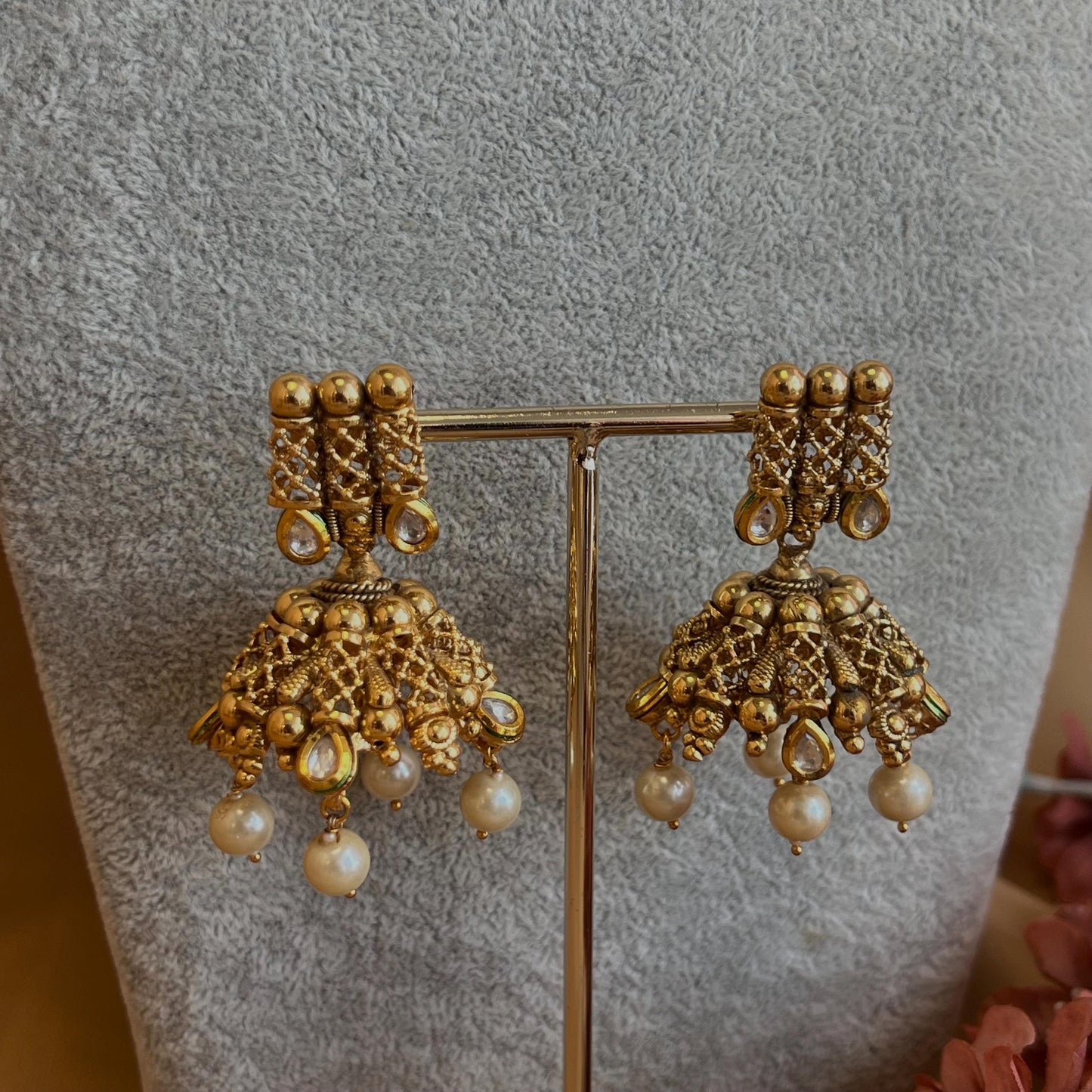 Temple Style Necklace Set Jhumka Earrings/ Indian/ Pakistani/Fashion Jewellery/ Gift for Women
