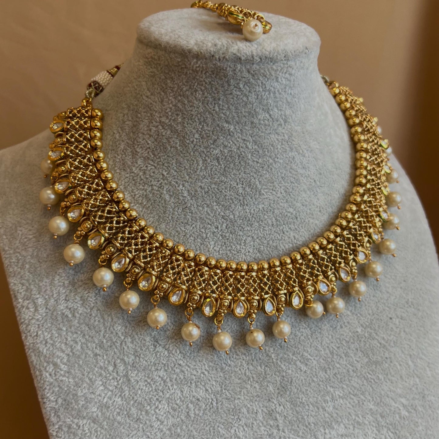 Temple Style Necklace Set Jhumka Earrings/ Indian/ Pakistani/Fashion Jewellery/ Gift for Women