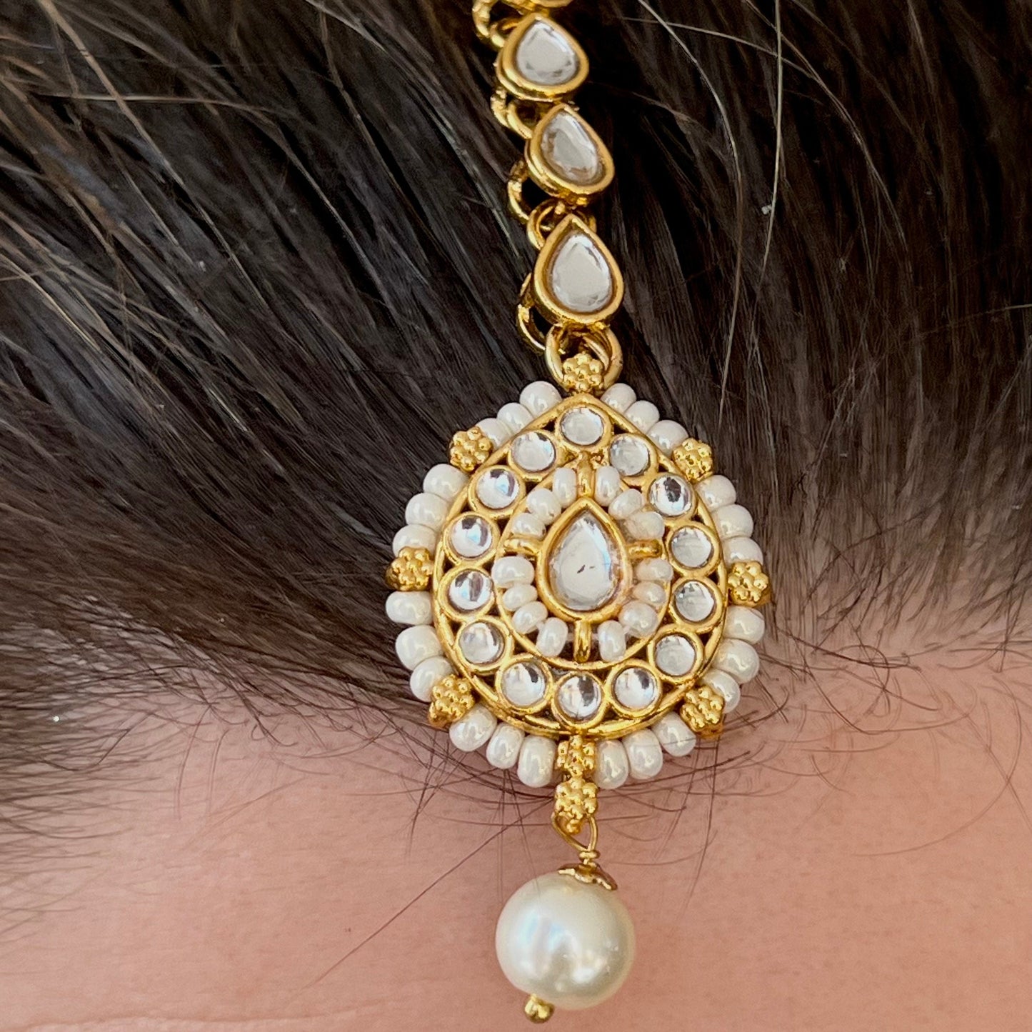 Faux Kundan White Necklace Set Earring/ Tikka/ Tikli/ Indian/ Pakistani/Fashion Jewellery/ Gift for Women