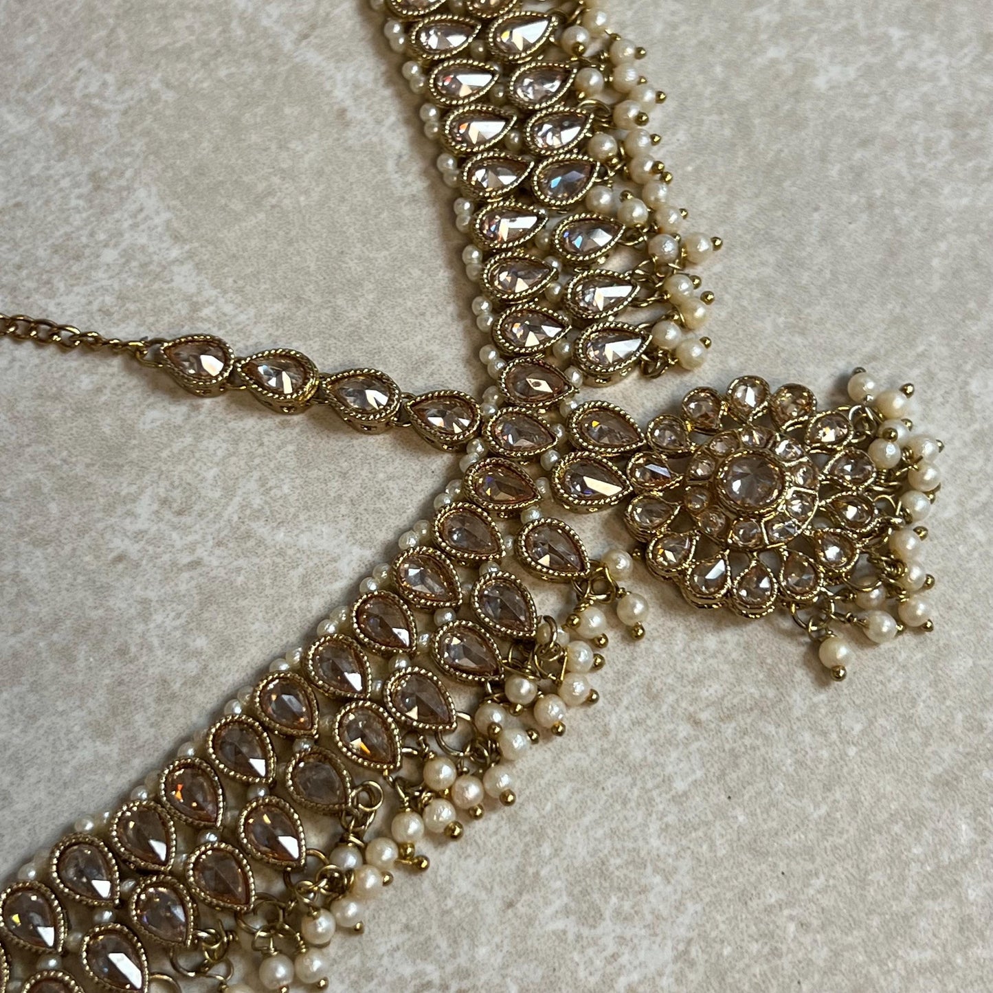 Antique Golden Mathapatti (Indian Headband)/Pakistani/Fashion Jewellery/ Bridal Forehead Jewellery Headpiece/Bollywood /phoolpatti