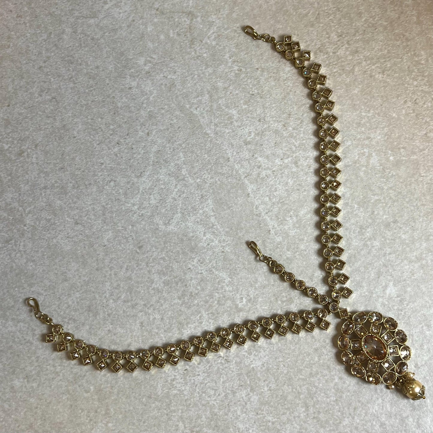 Antique Golden Mathapatti (Indian Headband)/Pakistani/Fashion Jewellery/ Bridal Forehead Jewellery Headpiece/Bollywood /phoolpatti