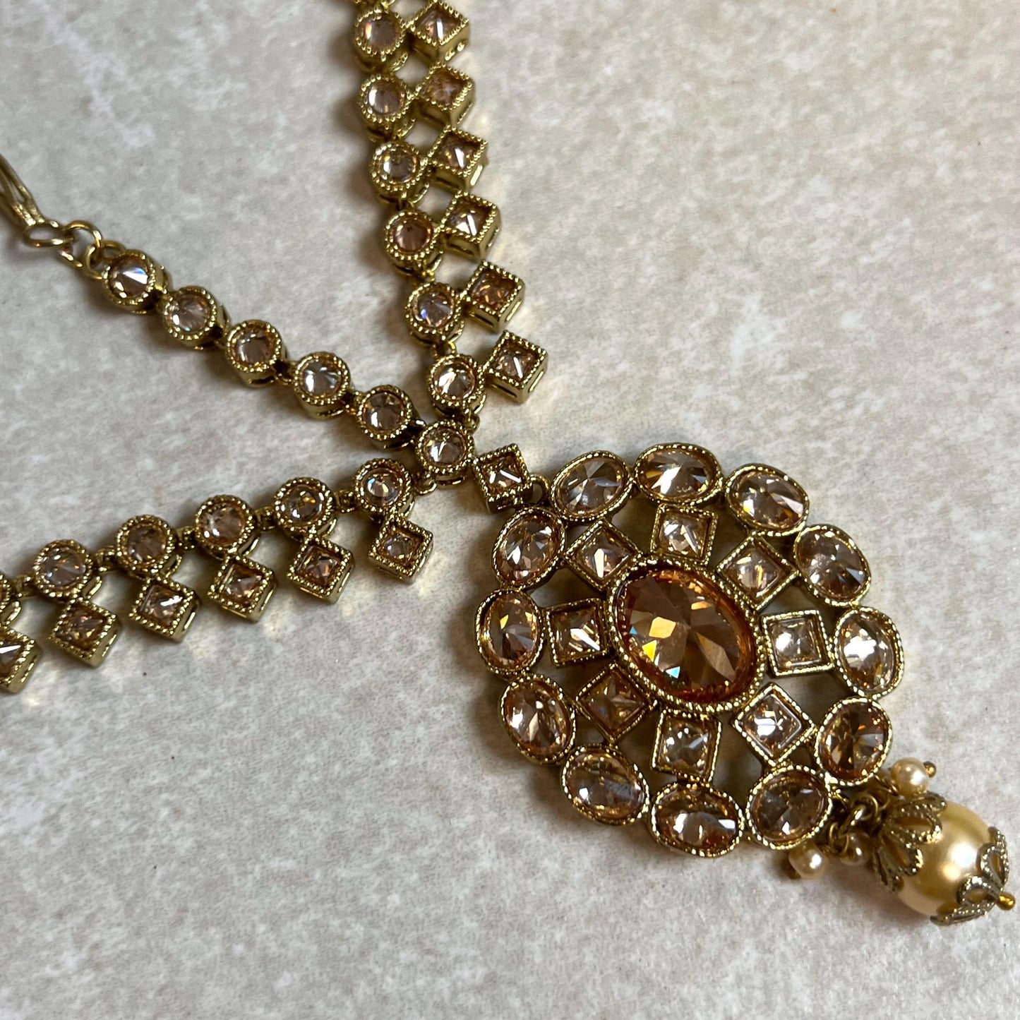 Antique Golden Mathapatti (Indian Headband)/Pakistani/Fashion Jewellery/ Bridal Forehead Jewellery Headpiece/Bollywood /phoolpatti