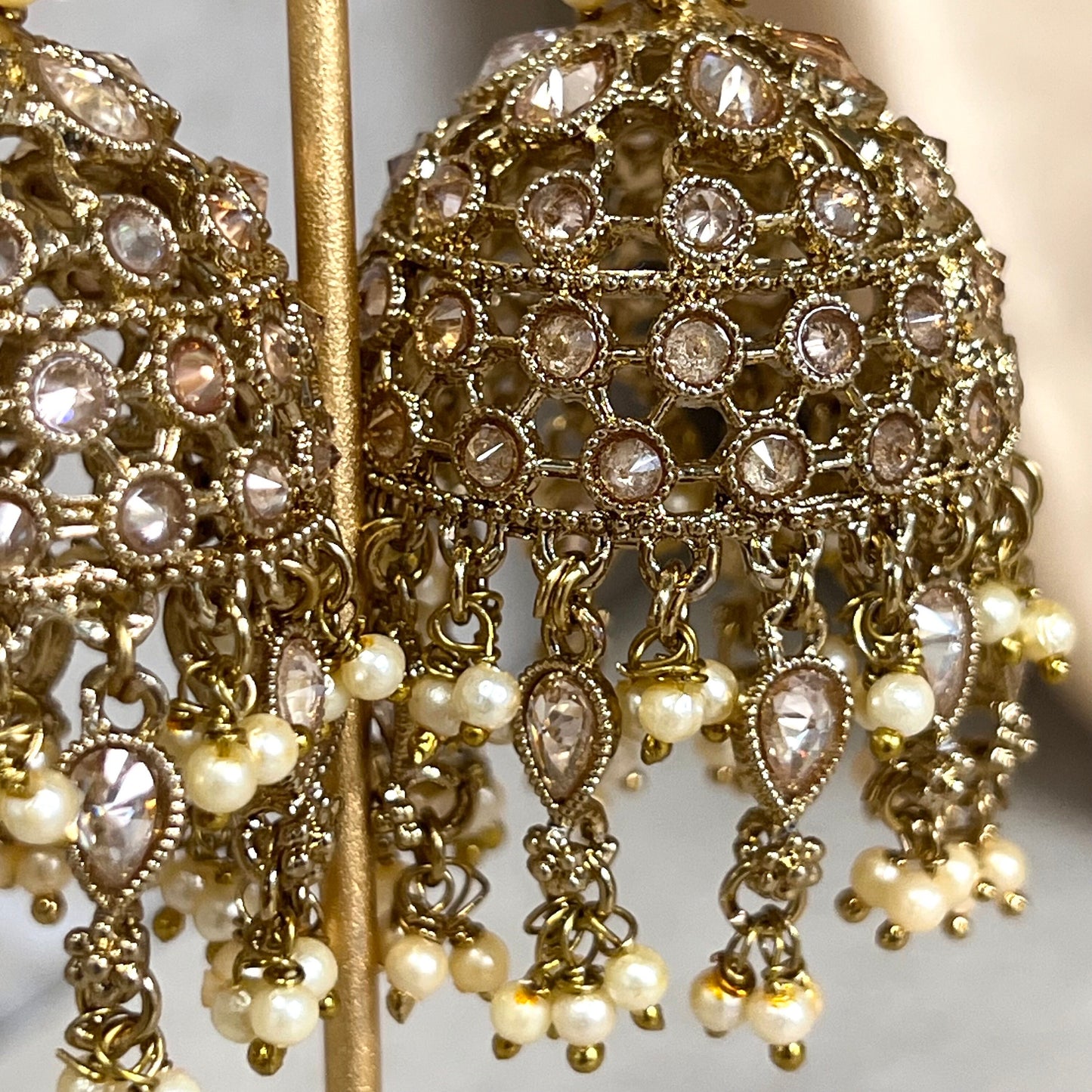 Champagne/ Gold Large Vine Leaf Jhumka Earrings - Indian Style Earring/Pakistani fashion/ Mendhi/Party/Haldi/ Diwali Gift/ Eid Gift