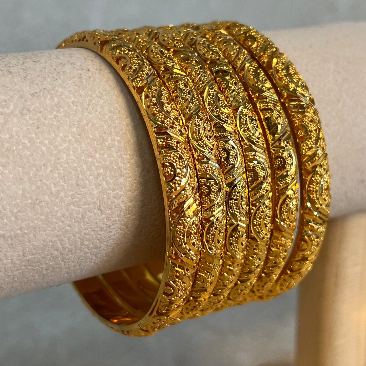 Gold Plated Bangle with Design.-Bright Gold/ Golden/Indian/ Pakistani/Jewelley/ Fashion Bracelet. 2.8 size /Bridal/ wedding