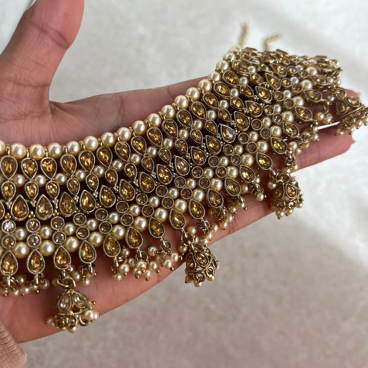 Extra Large Luxury Anklets - Golden Rhinestone Bell Detail Indian Pakistani Style Jhanjra Foot Accessor/ Bridal Heavy High Quality
