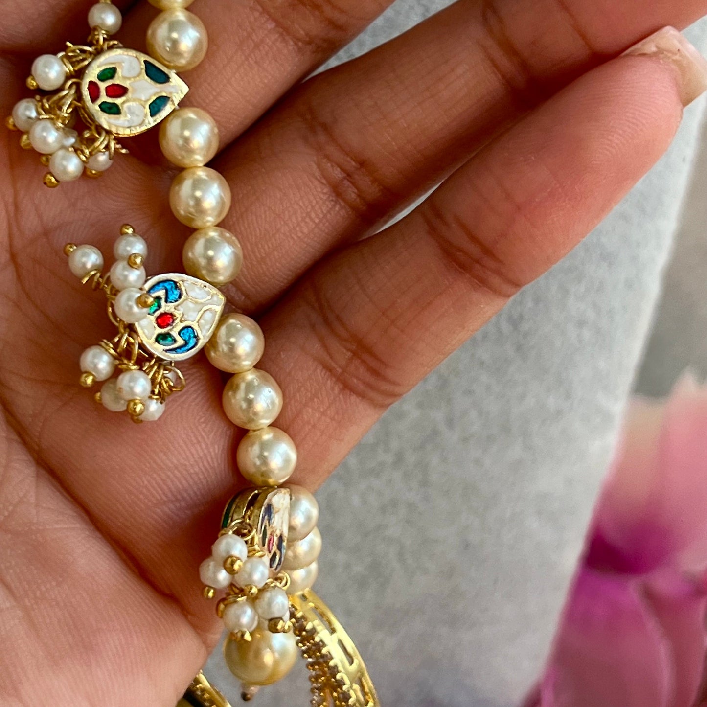 Faux Kundan Layered Pearl Mala/ Womens Mala/Long Necklace/Long Mala/ Haar/ Unique Style/ Indian/ Pakistani/Fashion Jewellery/ Bride