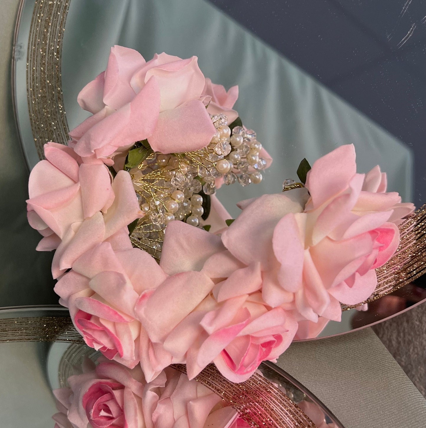 Ladies Floral Bun Gajra Artificial Flower Accessory - Pink/ Unique Style/ Indian/ Pakistani/Fashion Jewellery/ Gift for Women