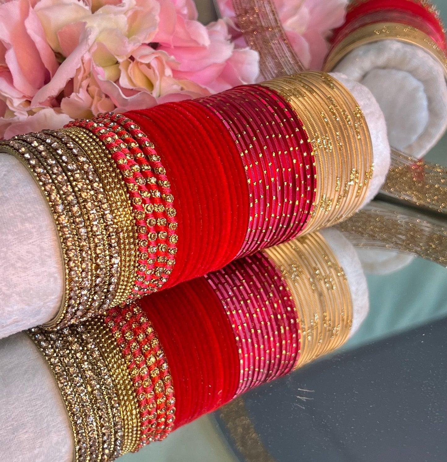 Bangle Roll Build Your Bangle Set - Red Velvet Bangle Collectio/Indian/ Pakistani/Jewelley/ Fashion Bracelet/Block of Bangles/Gift for women
