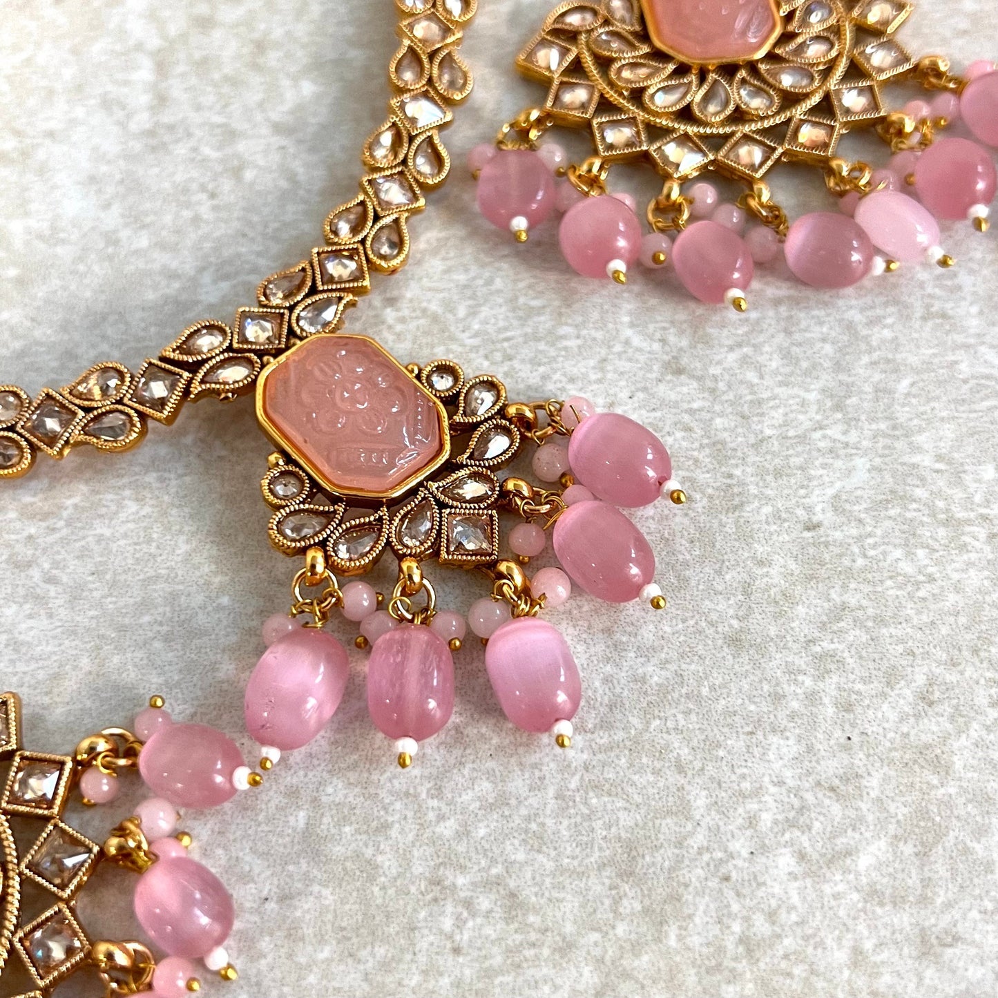Pink/ Ombré Pink Necklace Set Earring/ Tikka/ Tikli/ Indian/ Pakistani/Fashion Jewellery/ Gift for Women
