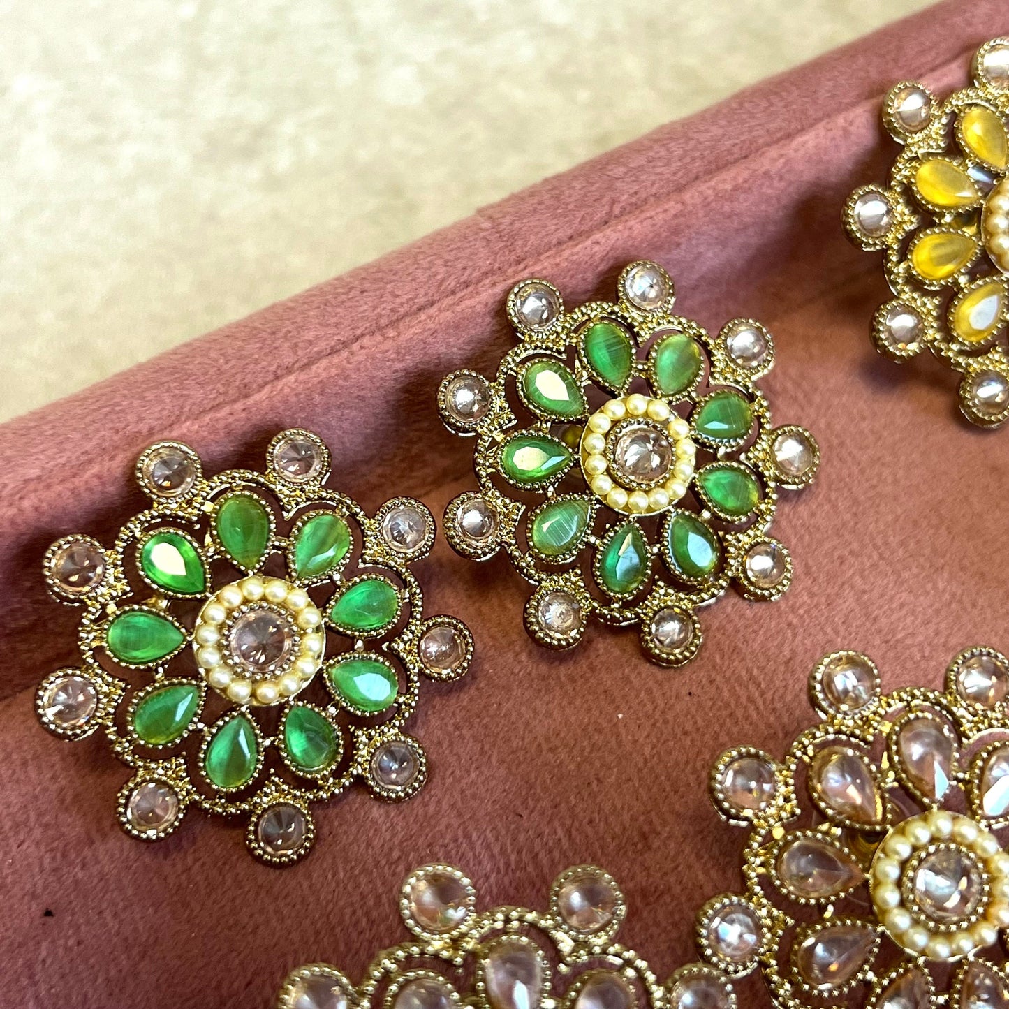 Stud Crystal Earrings - Champagne/ Fashion Jewellery/ Gift for Women/ Indian/ Pakistani Ethnic Jewellery.