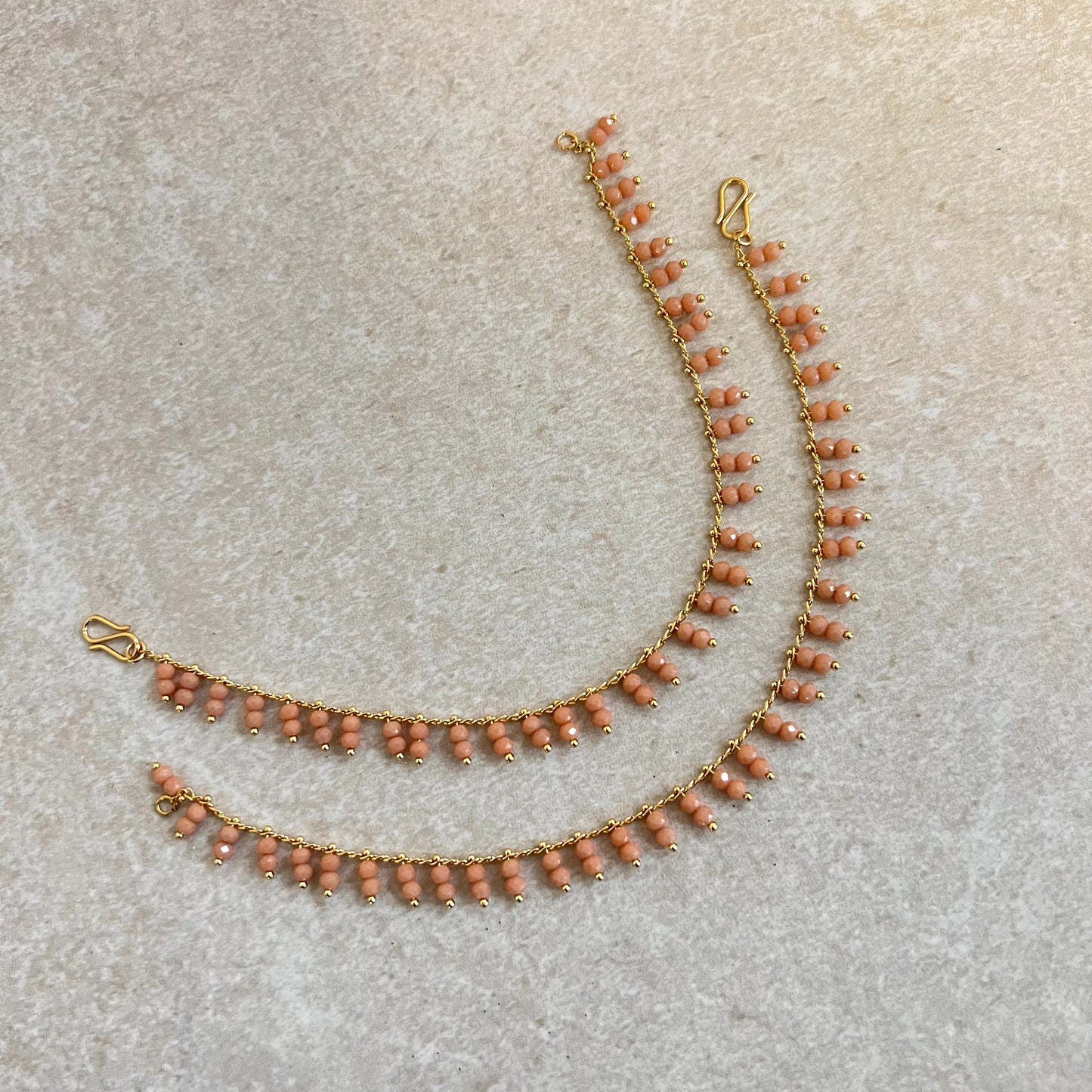 Anklets - Peach Dainty Anklet /Indian/ Pakistani Style Jhanjra/ Foot Accessory