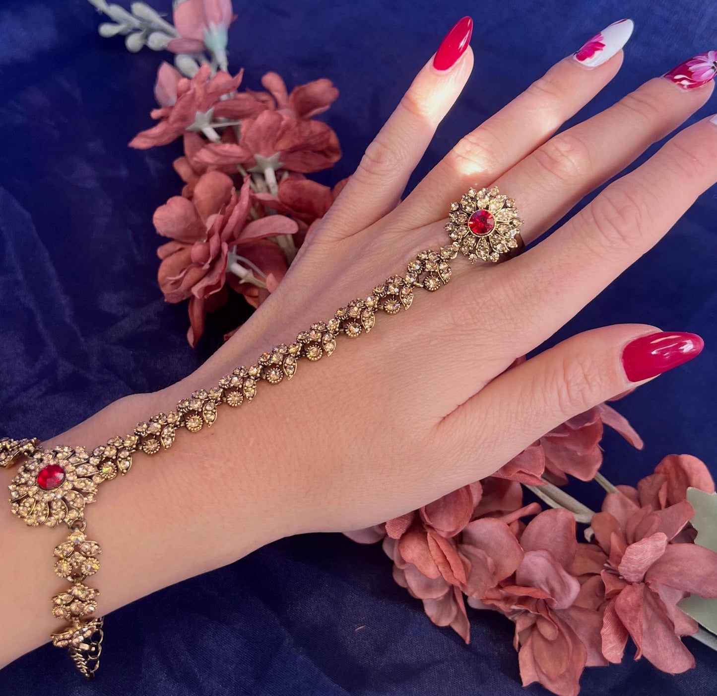 Maroon & Gold Hand Harness/Maroon Hathpool/ Gold/Golden/ Fashion Jewellery/ Gift for Women/Indian/Pakistani style /Haathphool/Hand Accessory