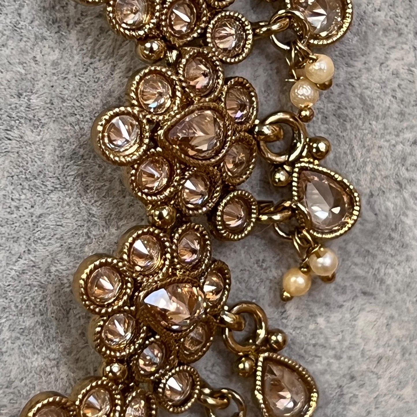 Champagne Short to Lond Adjustable Mala Necklace only/ Antique Gold/ Zircon Crystal Indian/ Pakistani/Fashion Jewellery/ Gift for Women