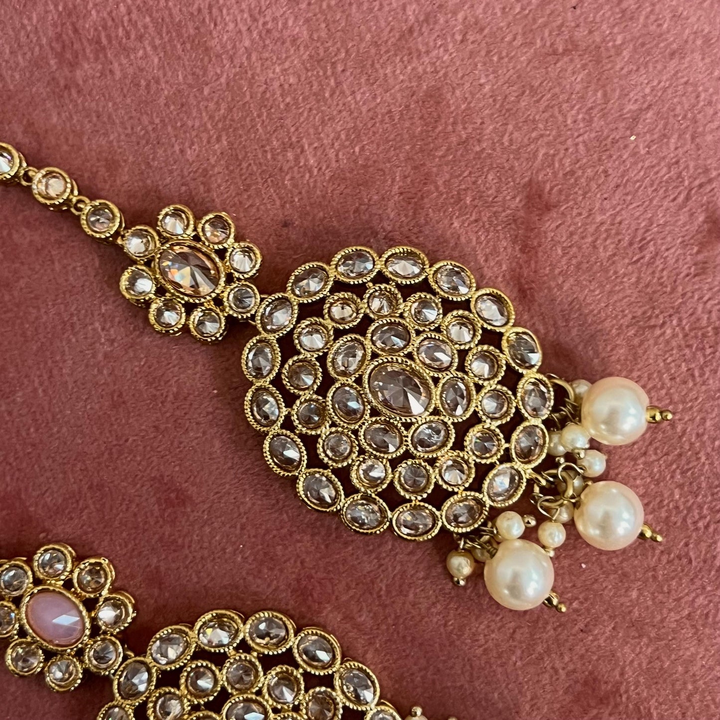 Long Crystal Tikka - Antique Gold /Champagne Zircon Crystal /Mix Colour/ Tikli/ Indian/ Pakistani Fashion Jewellery/ Maang Tikkas/