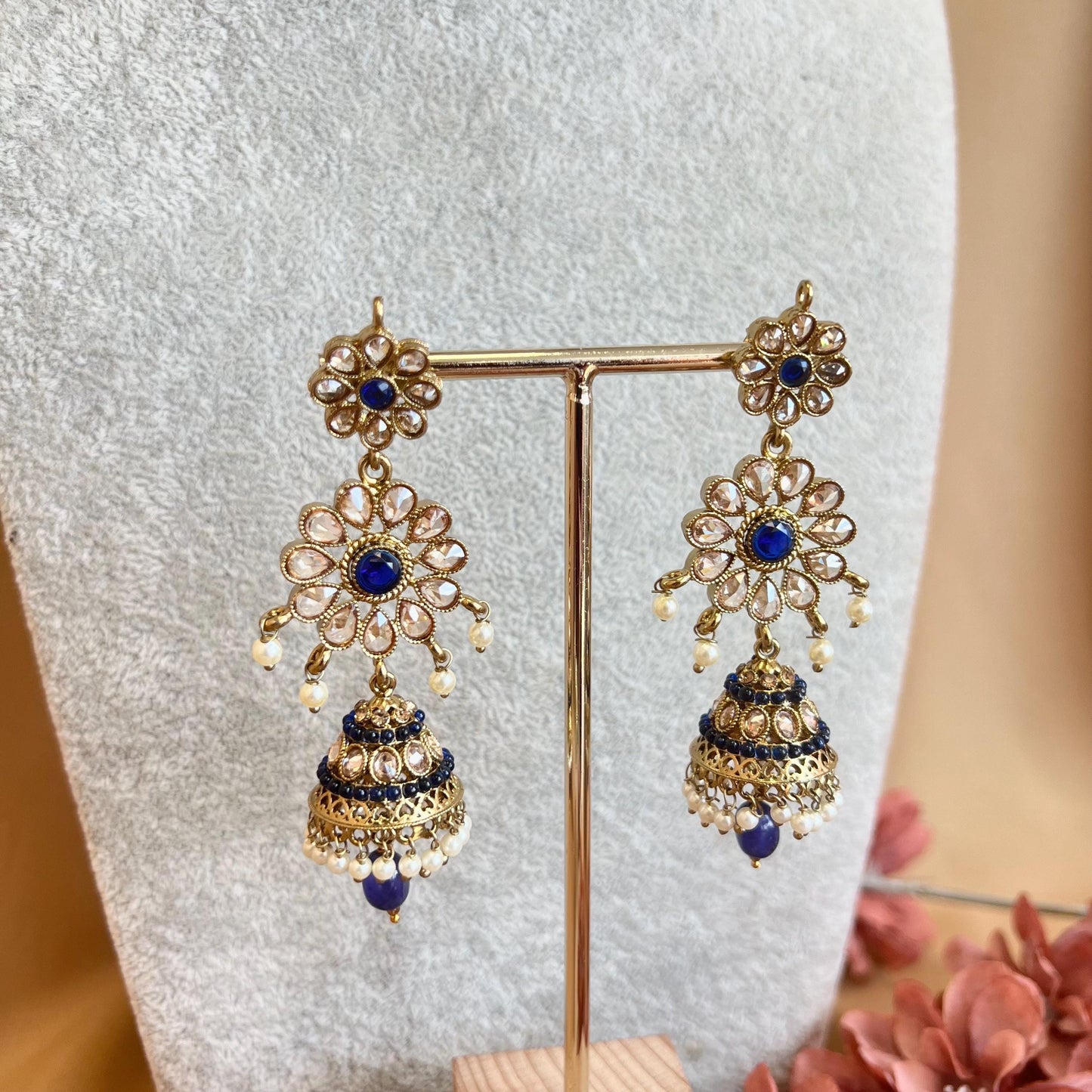 Navy Indian Choker Set/Navy Earrings/ Navy Tikka/ Tikli/Indian/ Pakistani/Fashion Jewellery/ Gift for Women