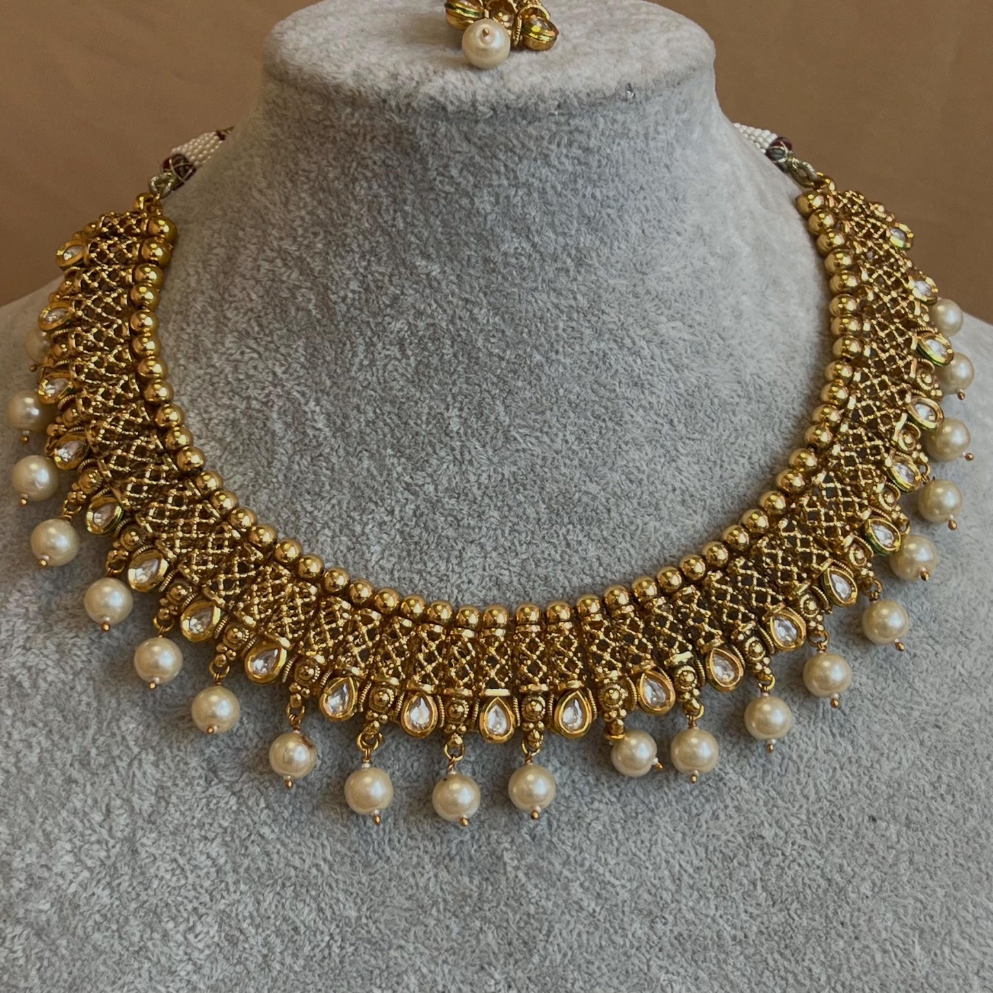 Temple Style Necklace Set Jhumka Earrings/ Indian/ Pakistani/Fashion Jewellery/ Gift for Women