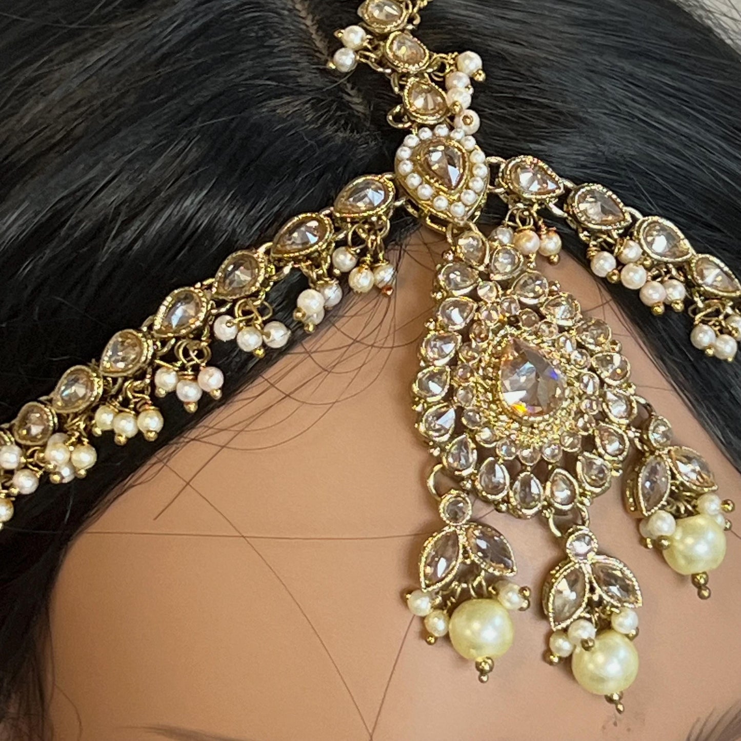 Antique Golden Mathapatti (Indian Headband)/Pakistani/Fashion Jewellery/ Bridal Forehead Jewellery Headpiece/Bollywood /phoolpatti