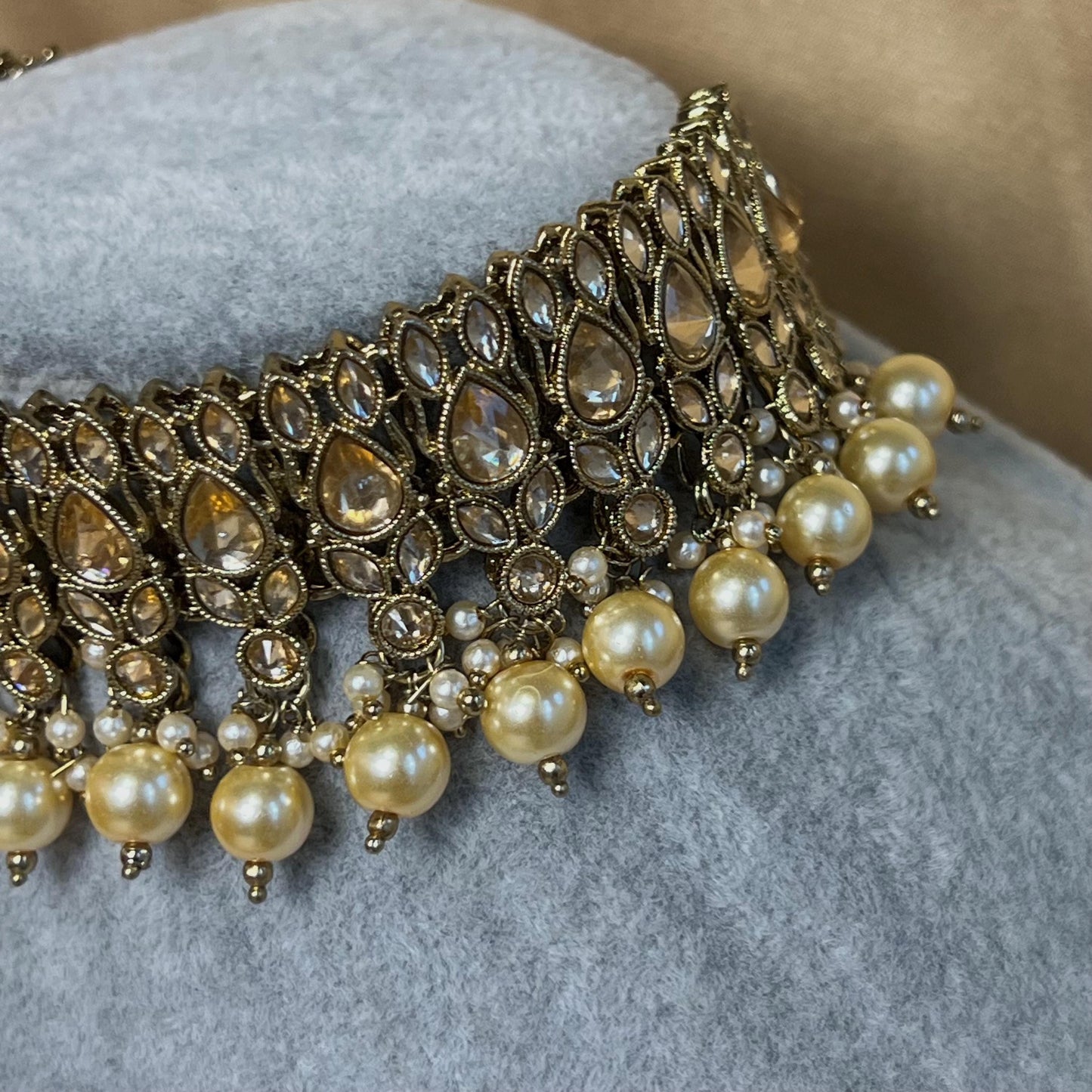 Mirror Necklace Set - Gold Ball Earring/ Tikka/ Tikli/ Indian/ Pakistani/Fashion Jewellery/ Gift for Women