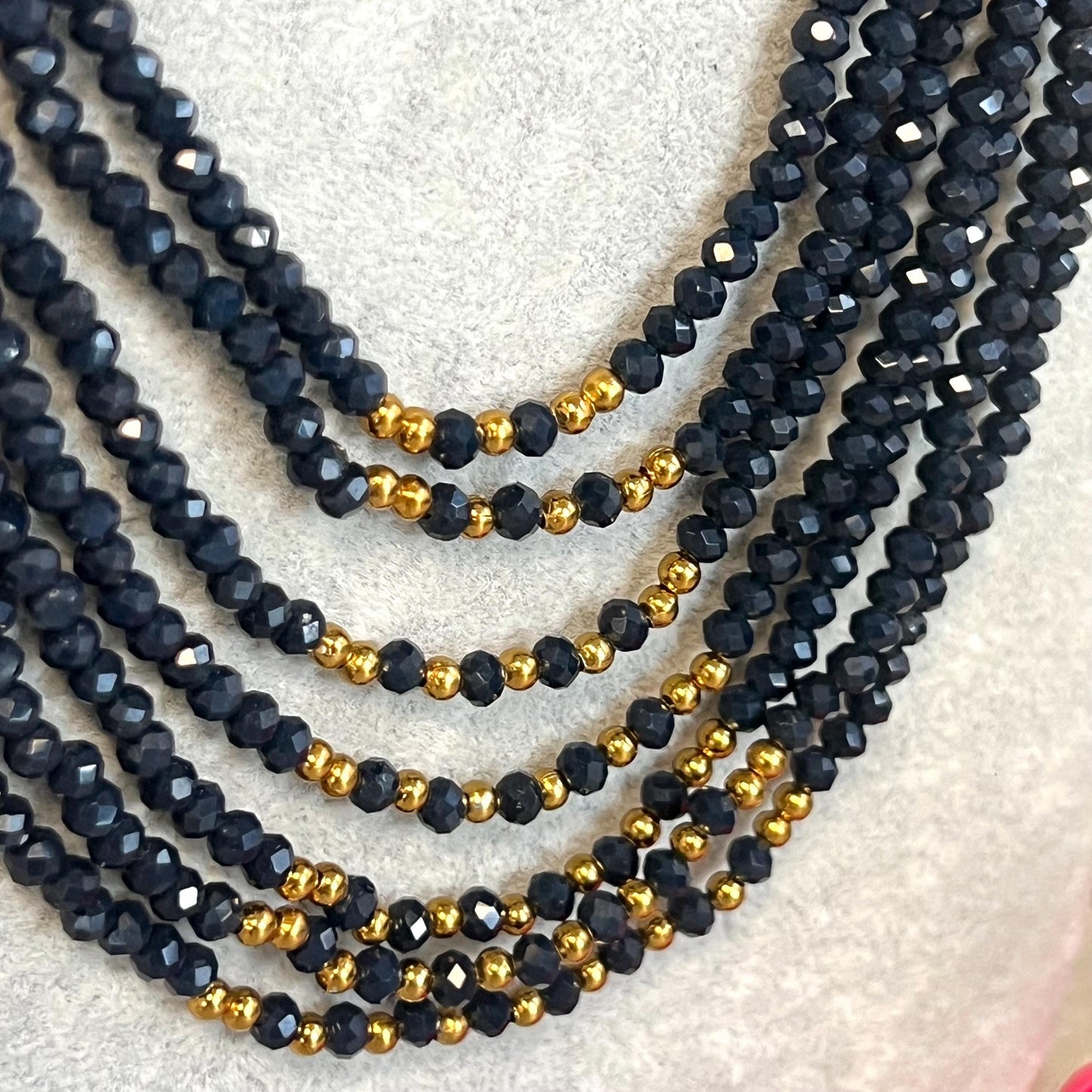 Navy Blue with Gold Beaded/ Light Weight/ Long Mala/ Haar/ Long Necklace/ Unique Style/ Indian/ Pakistani/Fashion Jewellery/ Gift for Women