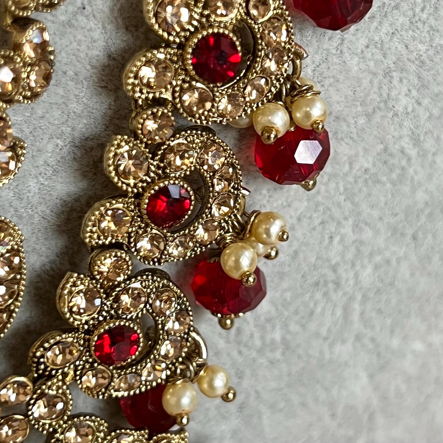 Maroon- Antique Gold with Golden Rhinestone/ Long Mala/ Haar/ Long Necklace/ Unique Style/ Indian/ Pakistani/Fashion Jewellery/ Gift for her