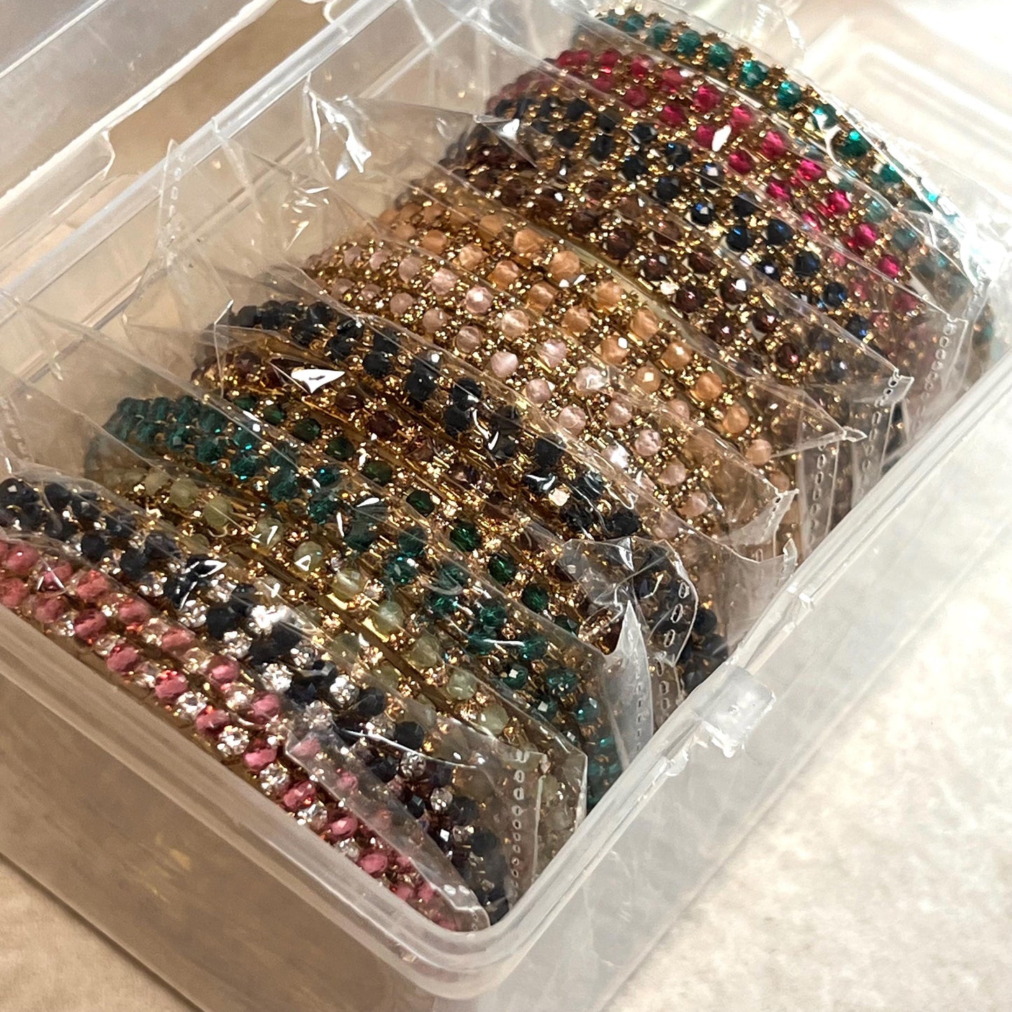 Assortment of Colour Bangle Set - Antique Gold Base with Rhinestones/ Indian/ Pakistani/Jewelley/ Fashion Bracelet/2.6 only/ 24 Bangles