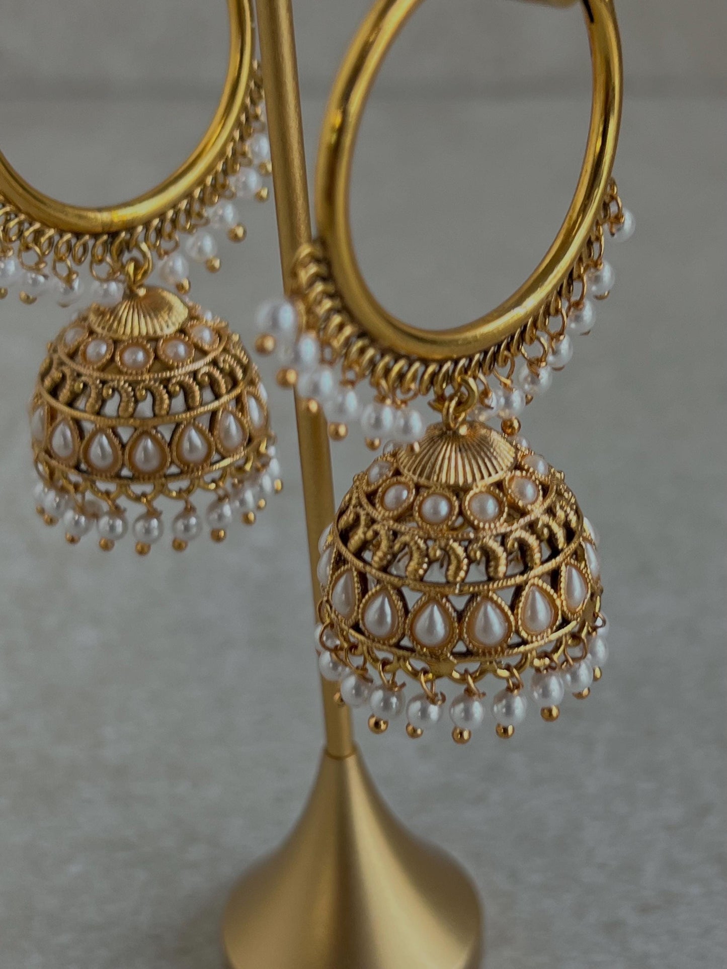 Pierced Gold Jhumki - Hoops Indian Style Earrings