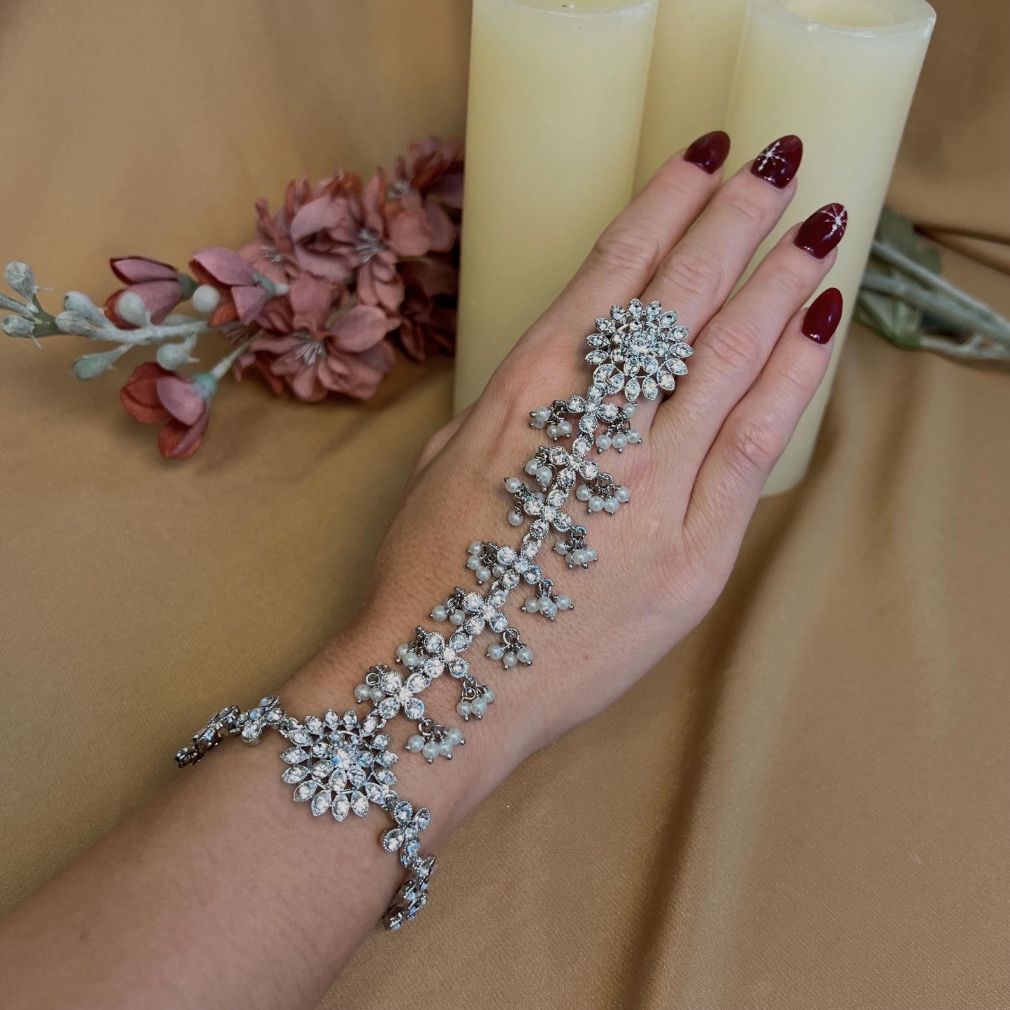 Silver Hand Harness/ Fashion Jewellery/ Gift for Women/Indian/Pakistani style /Haathphool/Hand Accessory