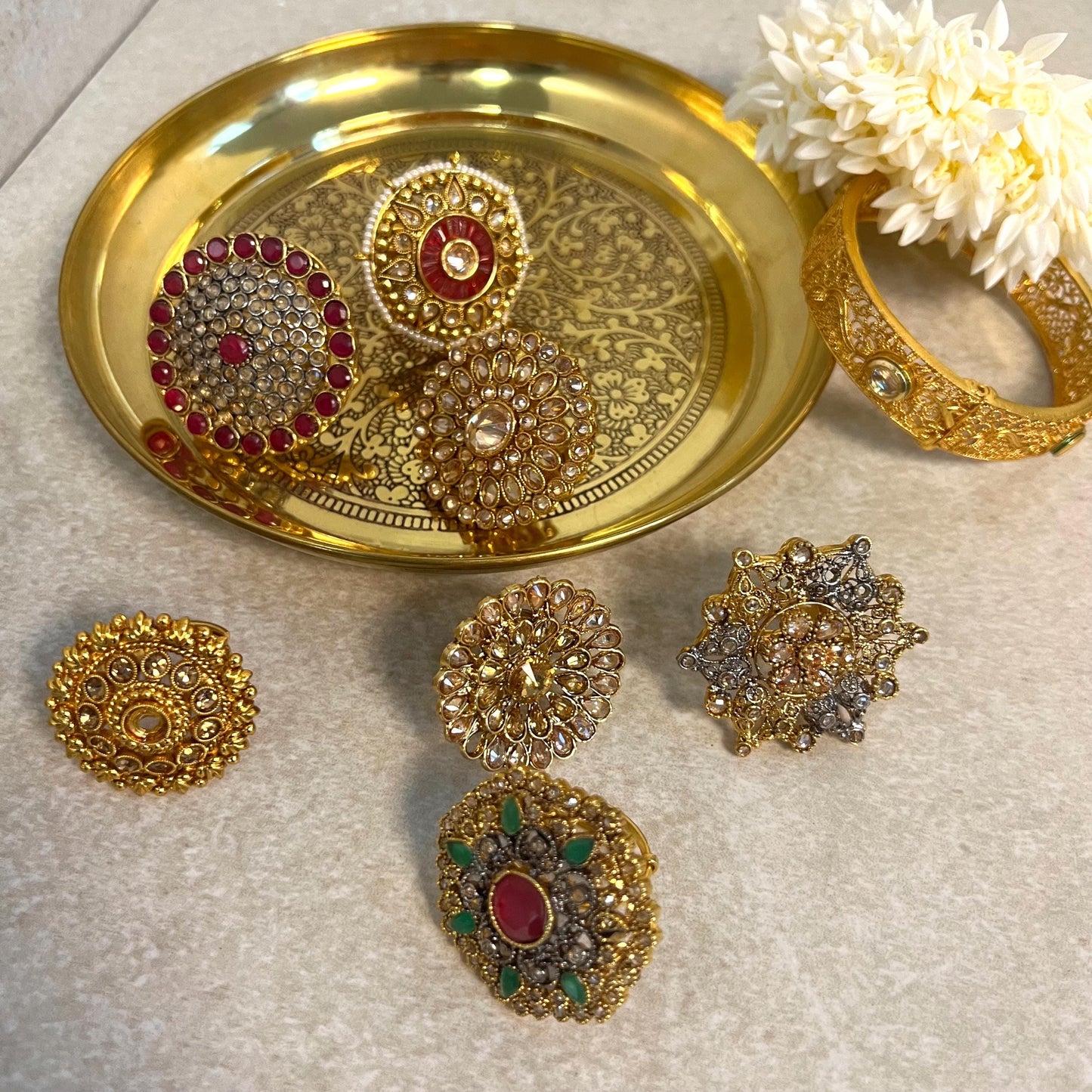 Medium Ring - White/ Fashion Jewellery/ Gift for Women/Indian/Pakistani style/ Slightly Imperfect/ Clearance