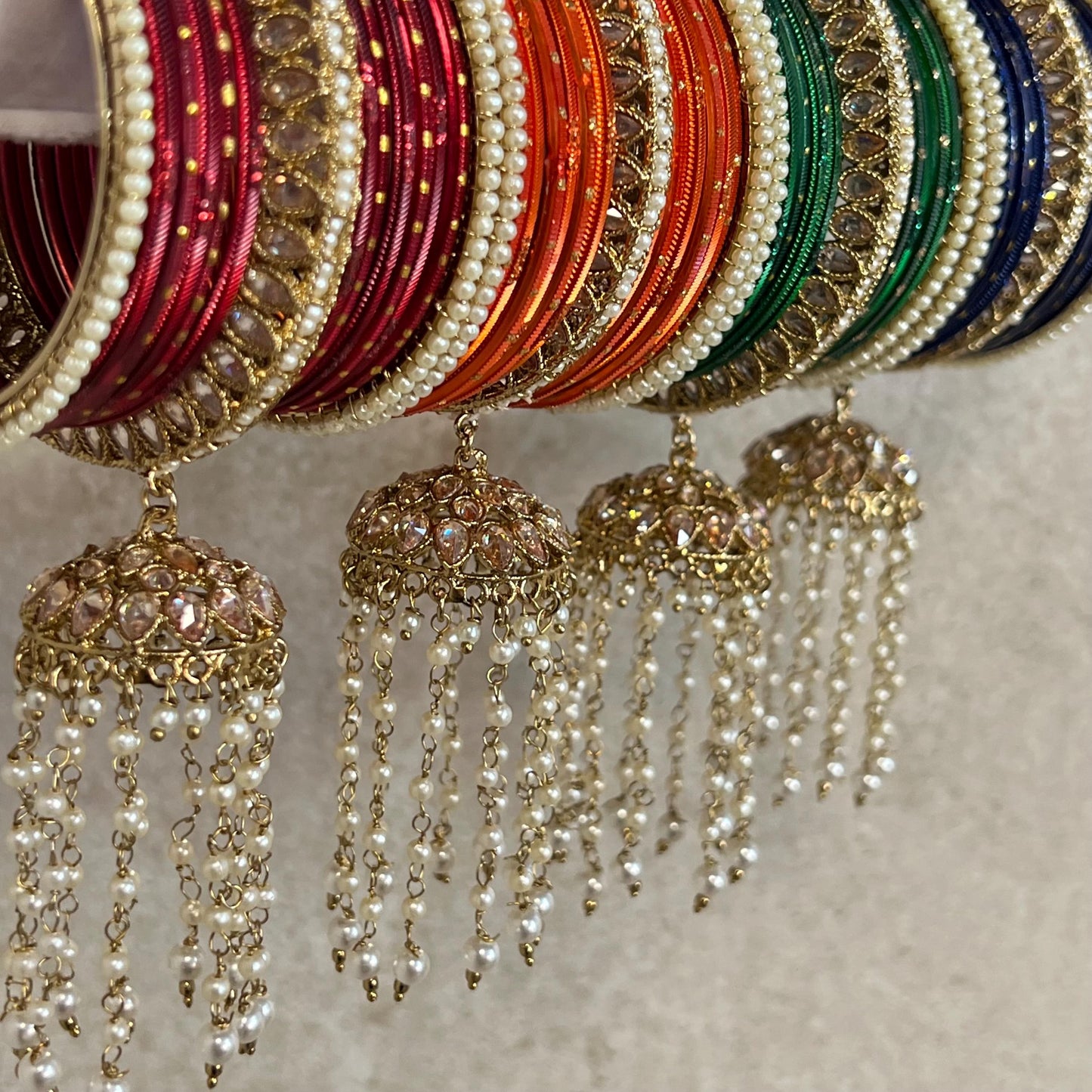 SALE 2.8 only Custom Jhumka Antique Gold Bangle One Arm/ Customise Colour /Indian/ Pakistani/Jewelley/ Fashion/ Wedding/ Small Bangle Set