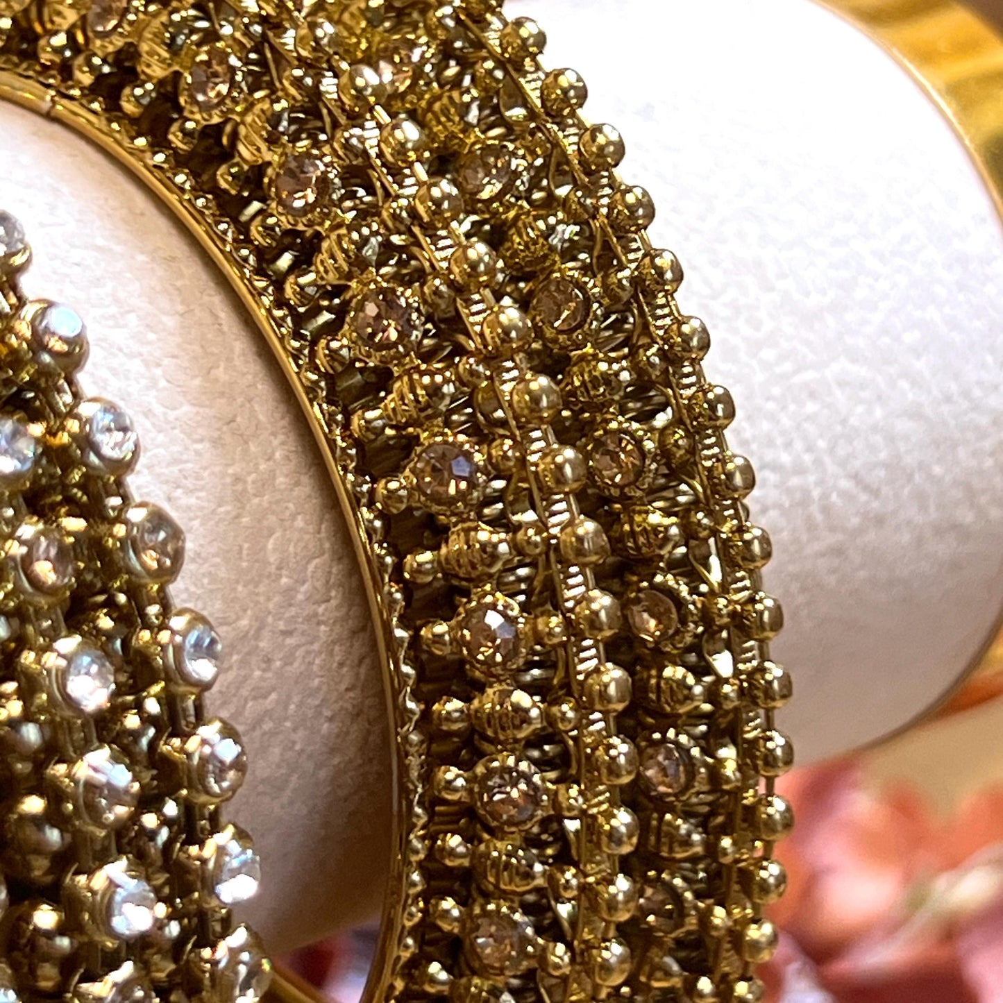 Variety of End Antique Gold Bangles with Rhinestone Detail In 2.6 only/ Indian/ Pakistani Bangles/ Make Your Own Set/ Ethnic Jewels: Bracele