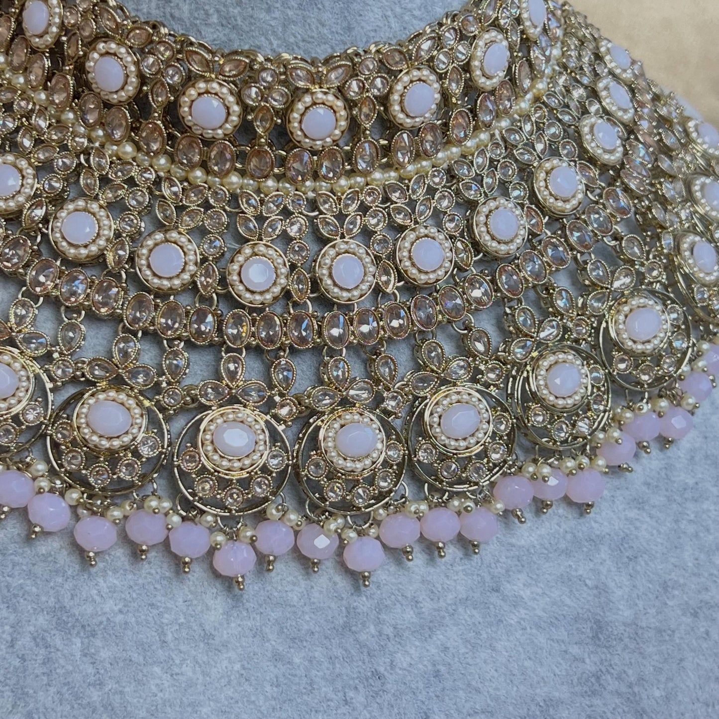 Pink & Champagne Bridal Necklace set Indian/ Pakistani Style/ Wedding/ Fashion Jewellery/ Necklace set