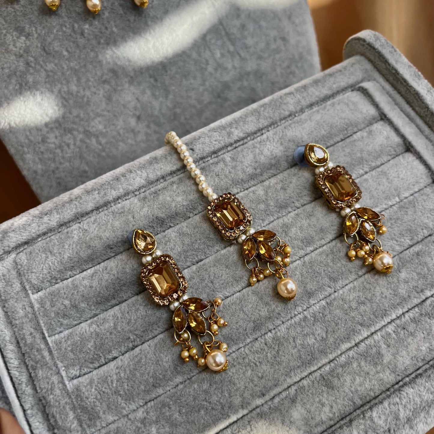 Antique Gold & Champagne Bridal Choker Set - Slightly Imperfect