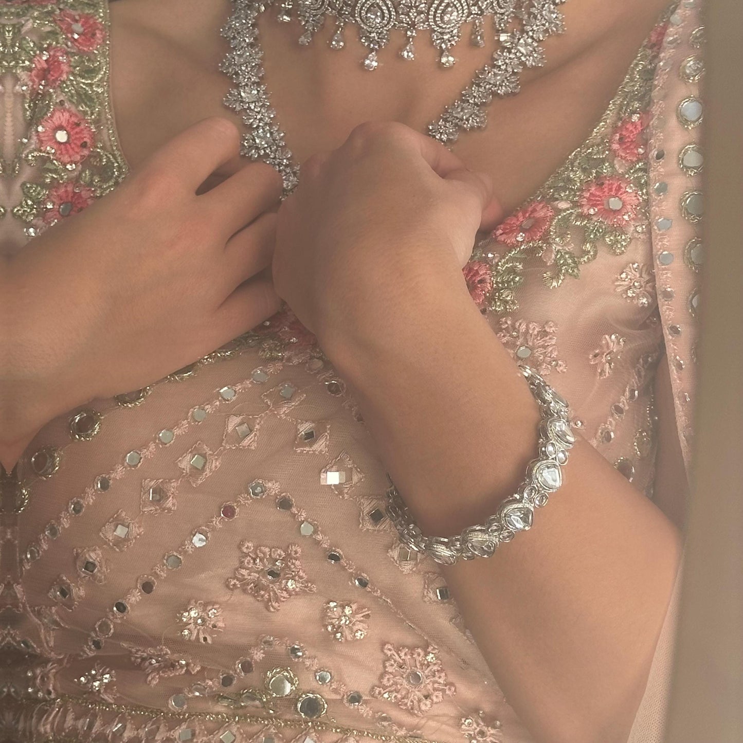 Set of 2 Silver Faux Kundan Kada Bangles in 2.6 /Indian Bangles/Indian/ Pakistani/Jewelley/ Fashion Bracelet